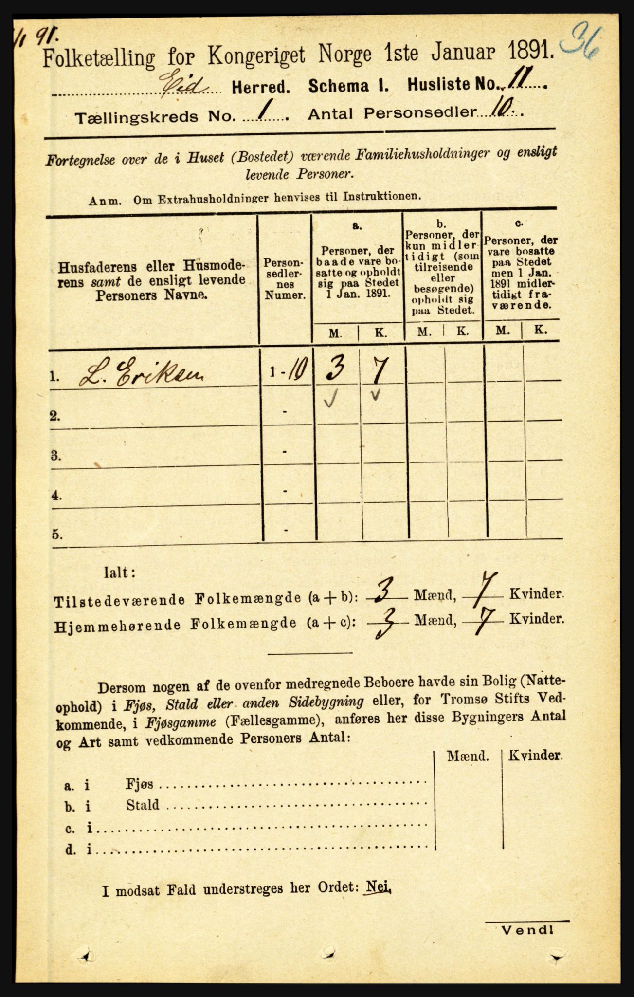 RA, 1891 census for 1443 Eid, 1891, p. 52