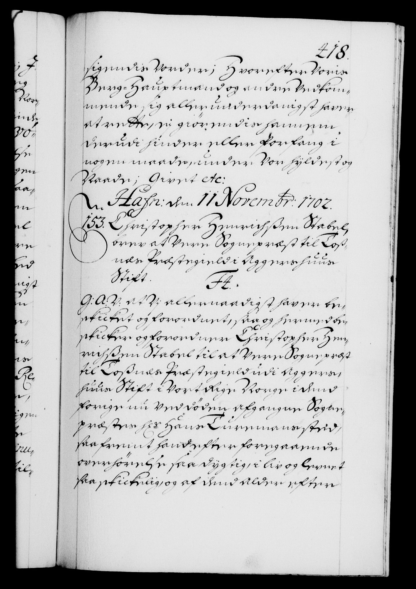 Danske Kanselli 1572-1799, AV/RA-EA-3023/F/Fc/Fca/Fcaa/L0018: Norske registre, 1699-1703, p. 418a