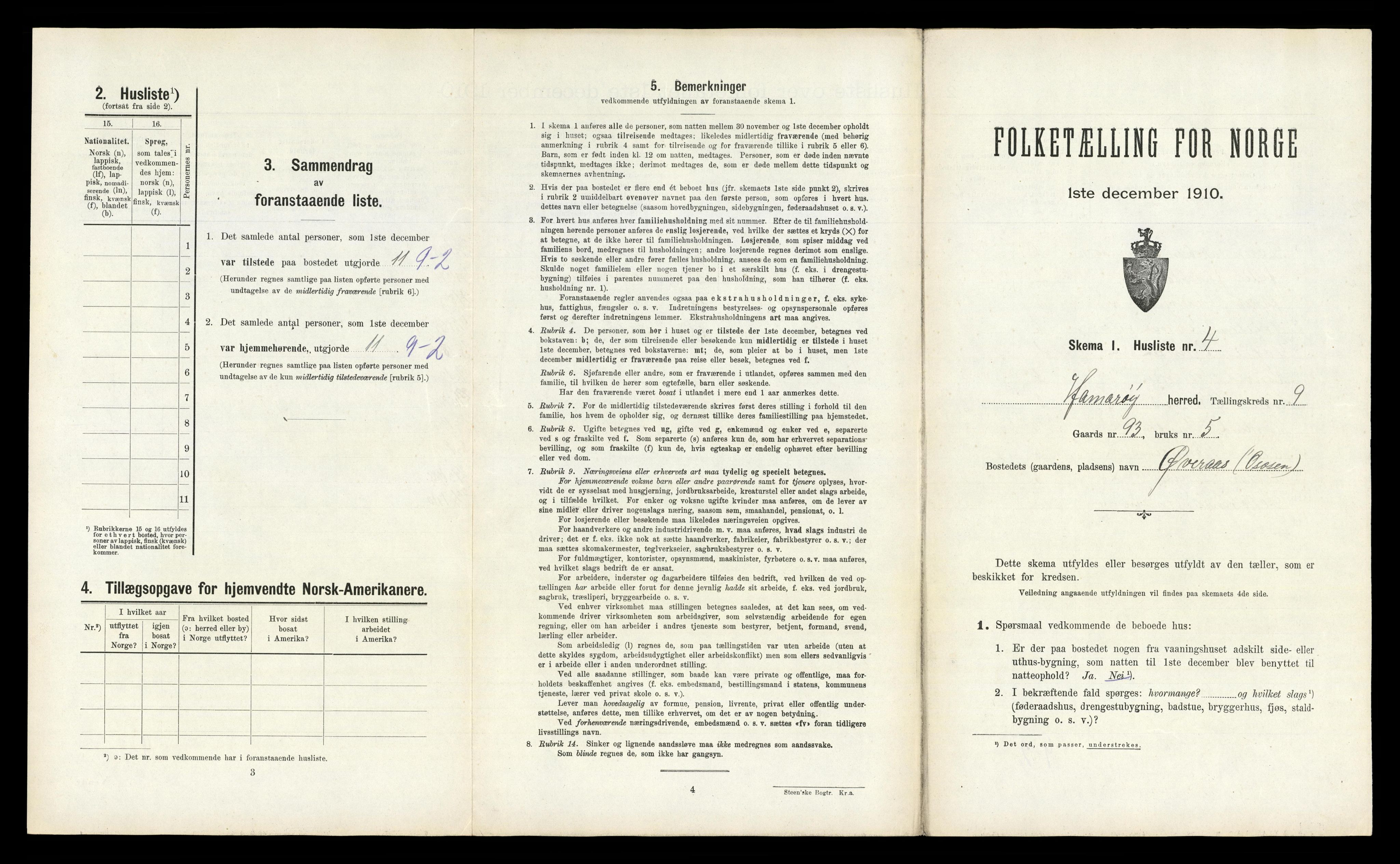 RA, 1910 census for Hamarøy, 1910, p. 912