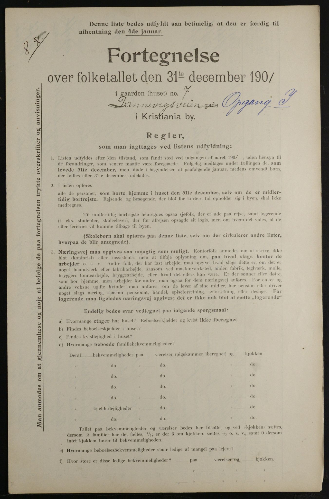 OBA, Municipal Census 1901 for Kristiania, 1901, p. 2475