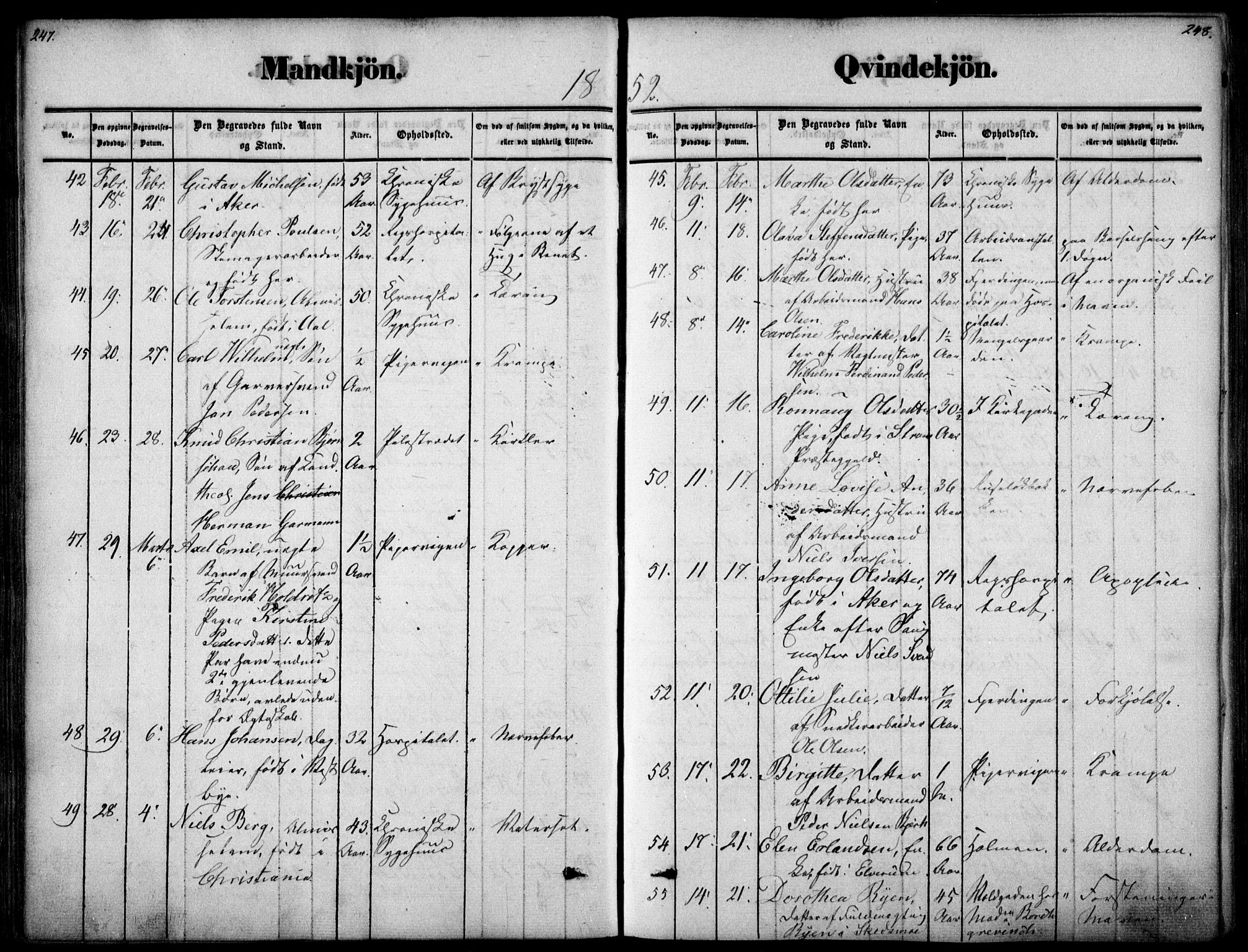 Oslo domkirke Kirkebøker, SAO/A-10752/F/Fa/L0025: Parish register (official) no. 25, 1847-1867, p. 247-248