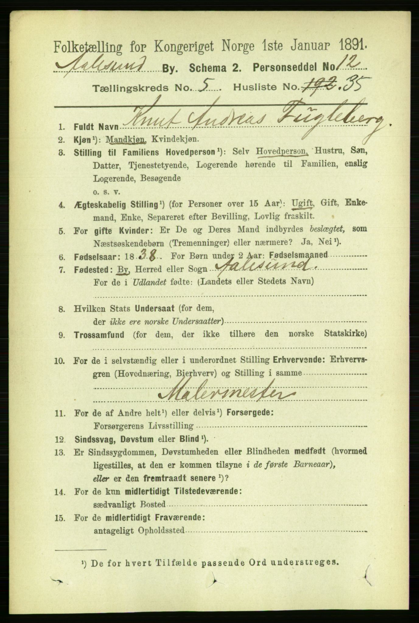 RA, 1891 census for 1501 Ålesund, 1891, p. 4183