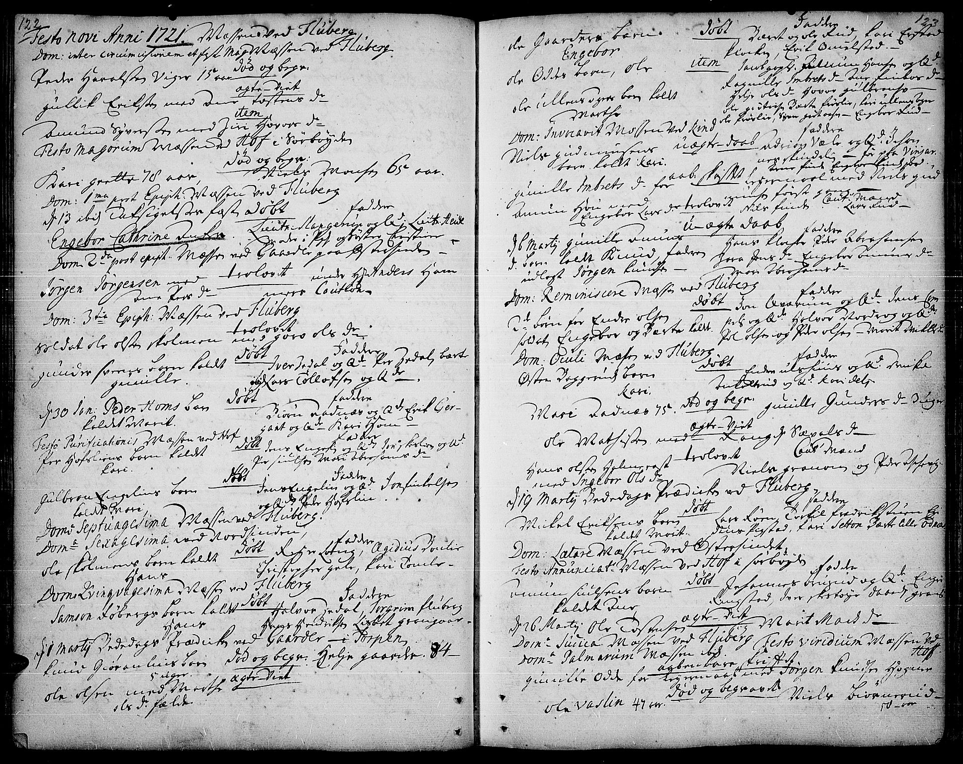 Land prestekontor, AV/SAH-PREST-120/H/Ha/Haa/L0001: Parish register (official) no. 1, 1708-1732, p. 122-123