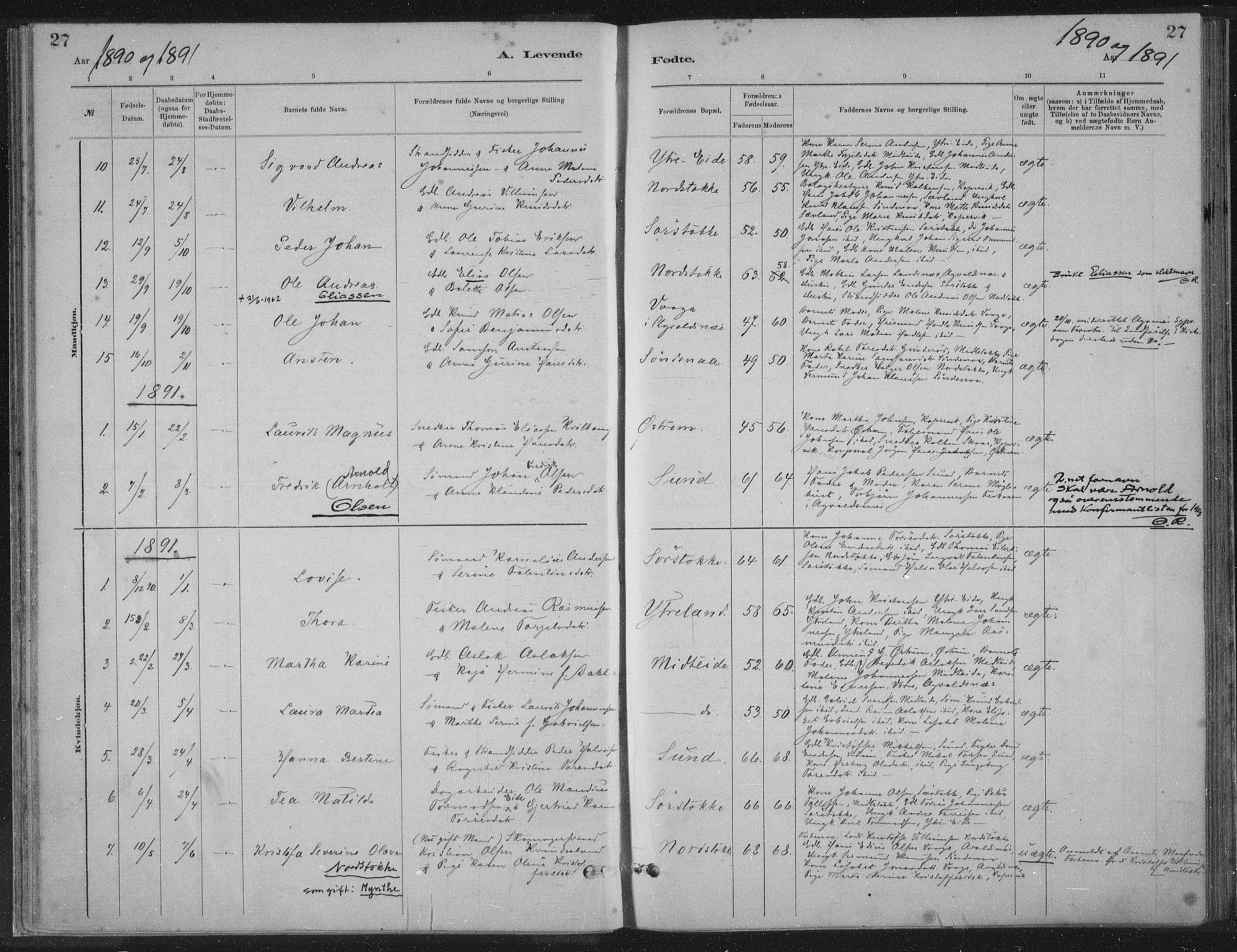 Kopervik sokneprestkontor, SAST/A-101850/H/Ha/Haa/L0002: Parish register (official) no. A 2, 1880-1912, p. 27