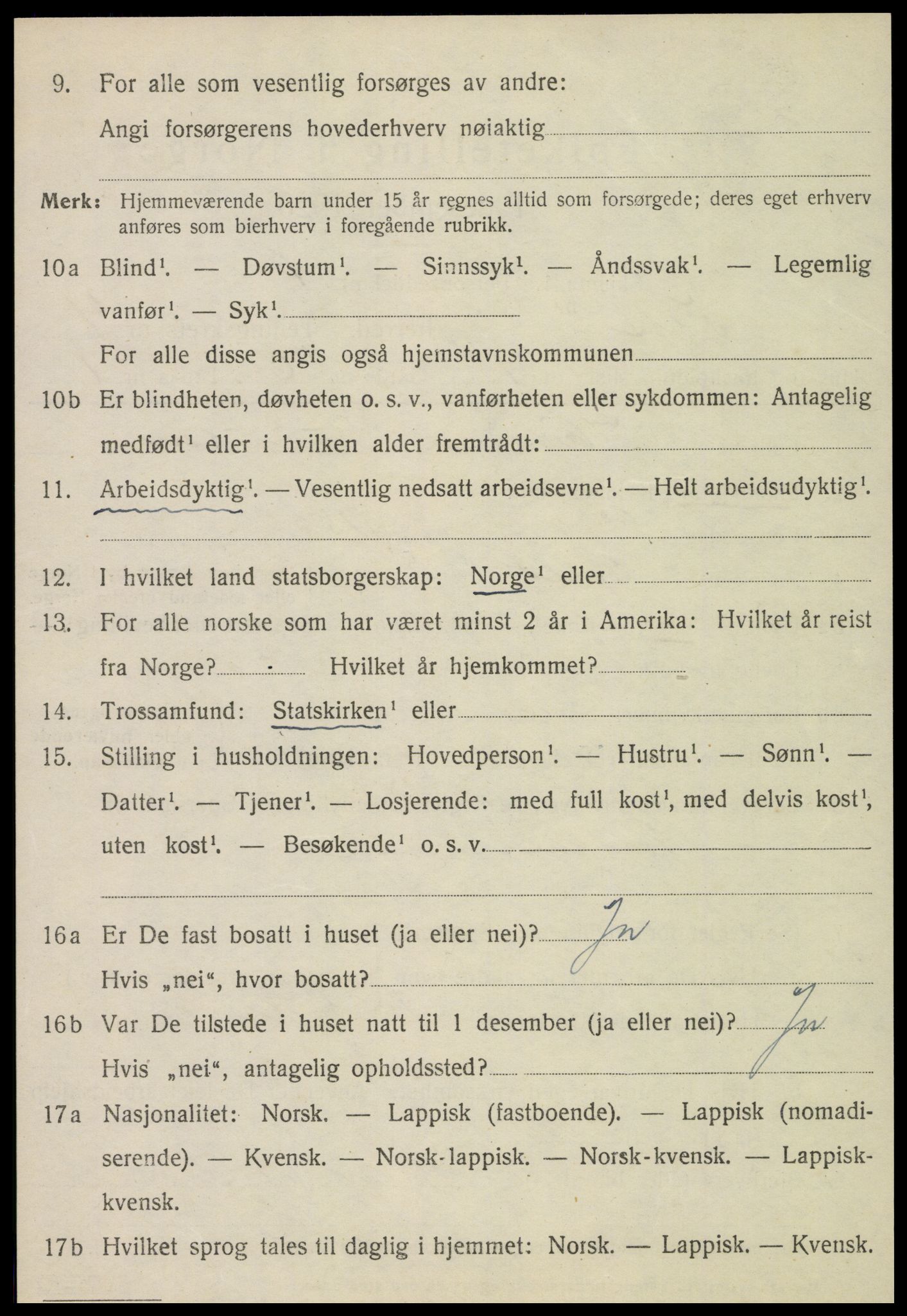 SAT, 1920 census for Vik, 1920, p. 2366