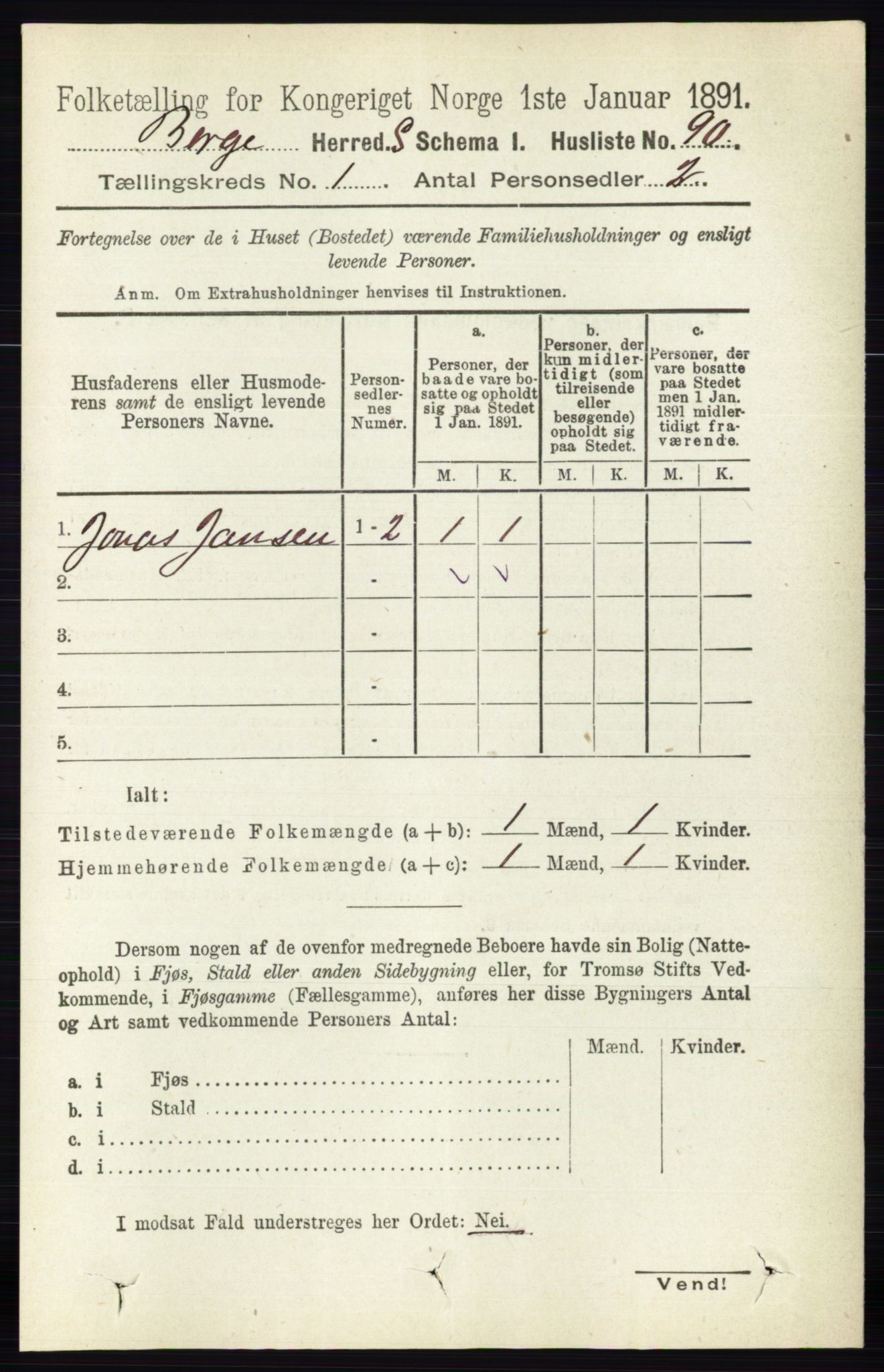 RA, 1891 census for 0113 Borge, 1891, p. 122