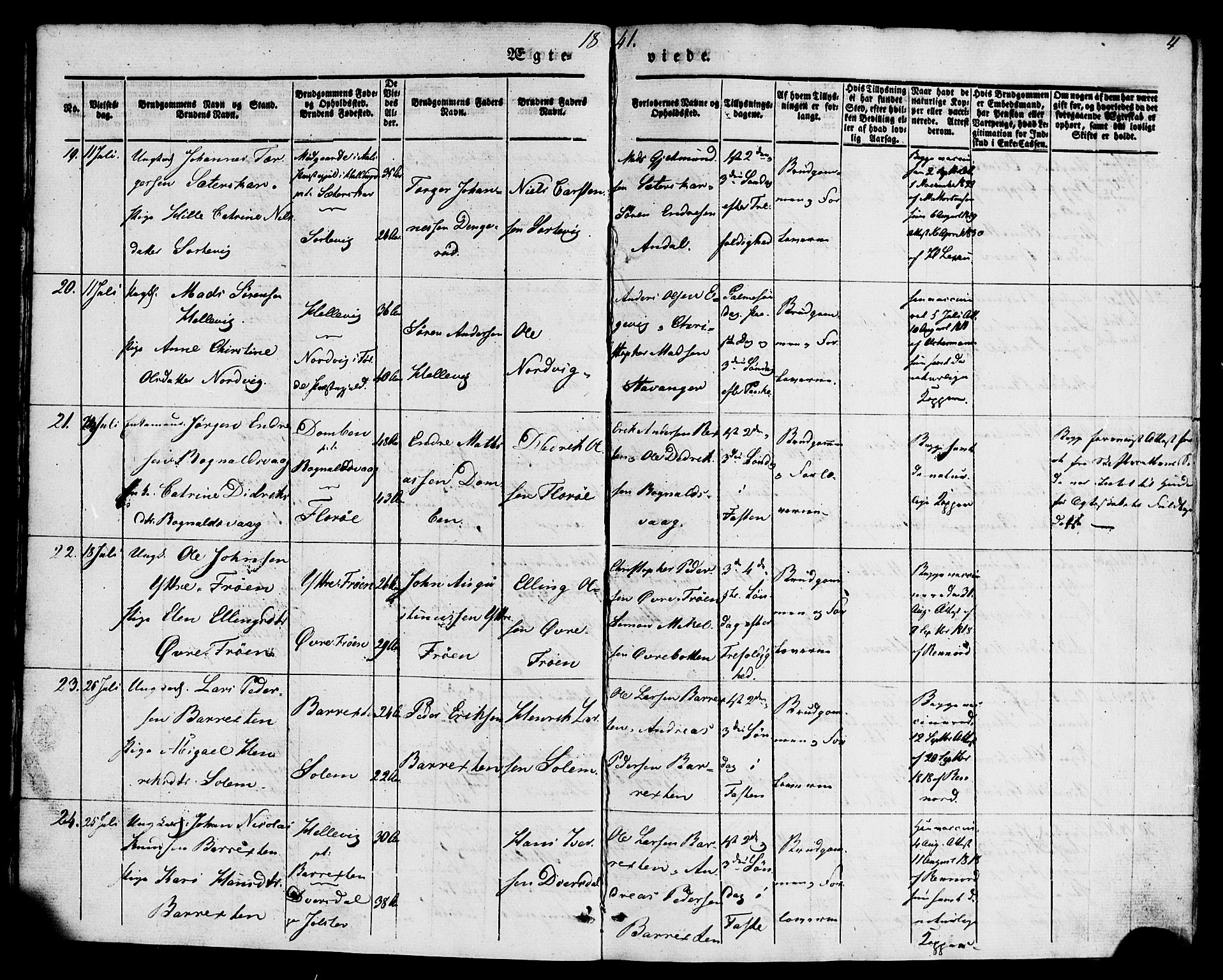 Kinn sokneprestembete, SAB/A-80801/H/Haa/Haaa/L0009: Parish register (official) no. A 9, 1841-1852, p. 4