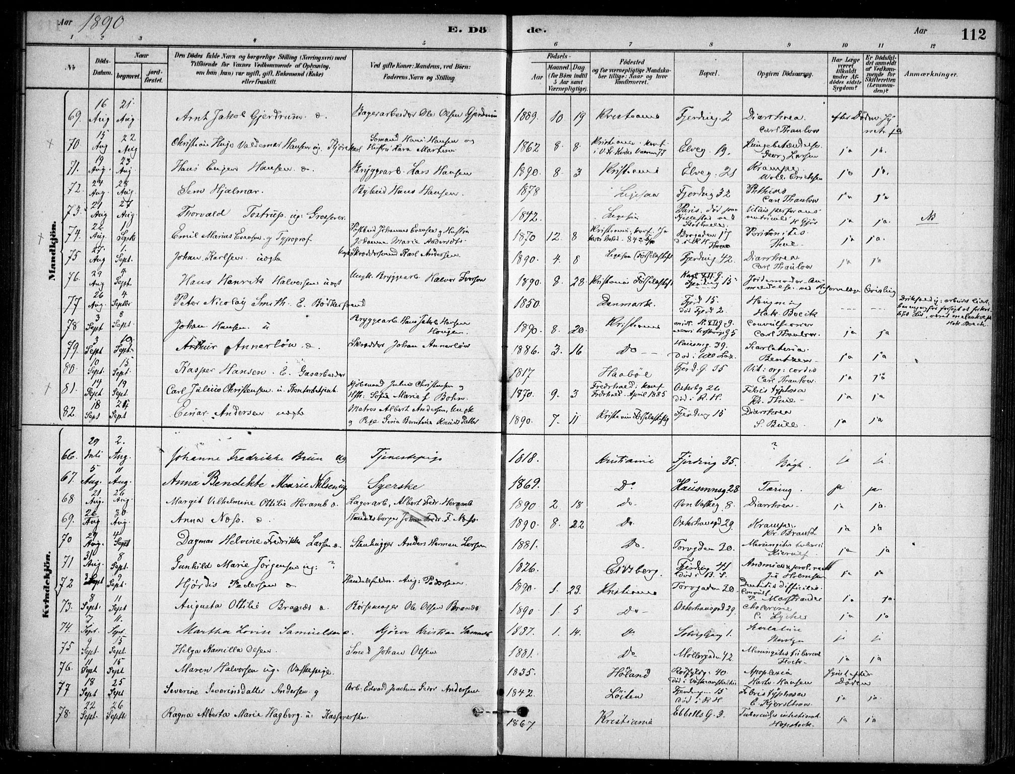 Jakob prestekontor Kirkebøker, AV/SAO-A-10850/F/Fa/L0007: Parish register (official) no. 7, 1880-1905, p. 112