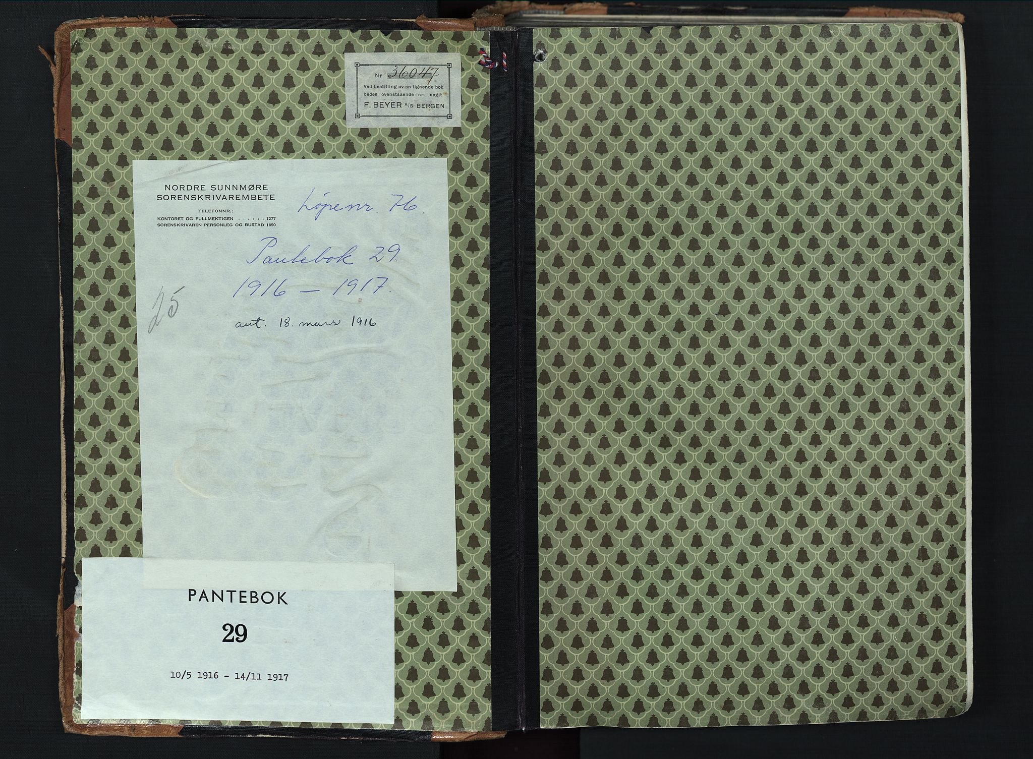 Nordre Sunnmøre sorenskriveri, AV/SAT-A-0006/1/2/2C/2Ca/L0027: Mortgage book no. 29, 1916-1917