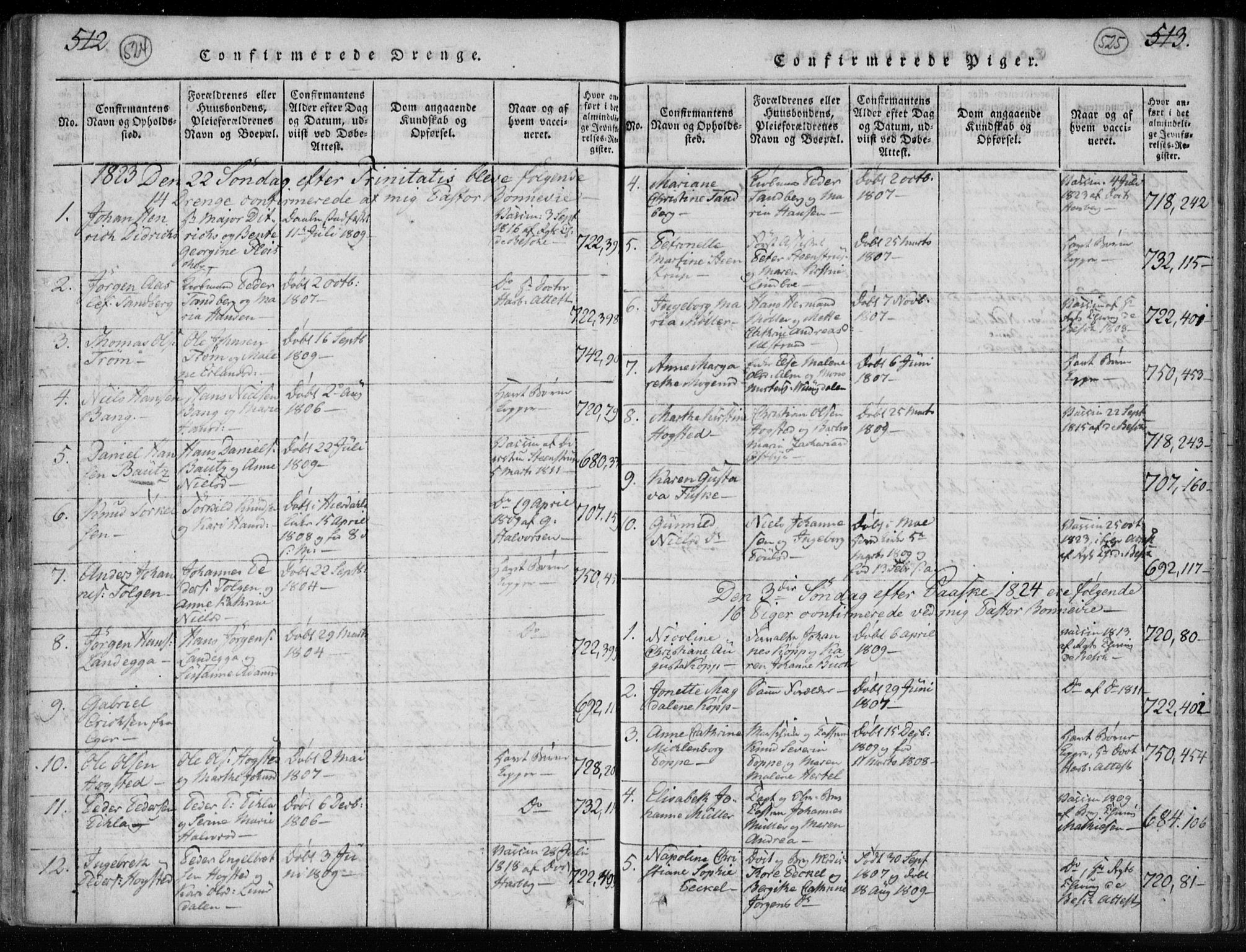 Kongsberg kirkebøker, AV/SAKO-A-22/F/Fa/L0008: Parish register (official) no. I 8, 1816-1839, p. 524-525