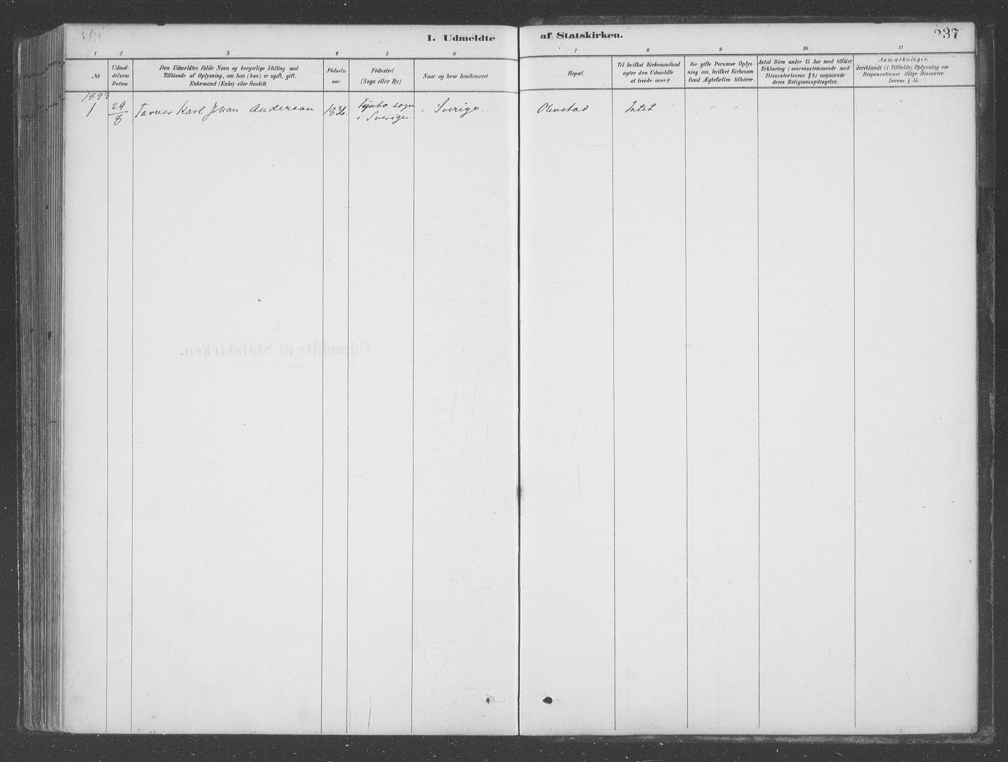 Aurland sokneprestembete, SAB/A-99937/H/Ha/Hab/L0001: Parish register (official) no. B  1, 1880-1909, p. 237
