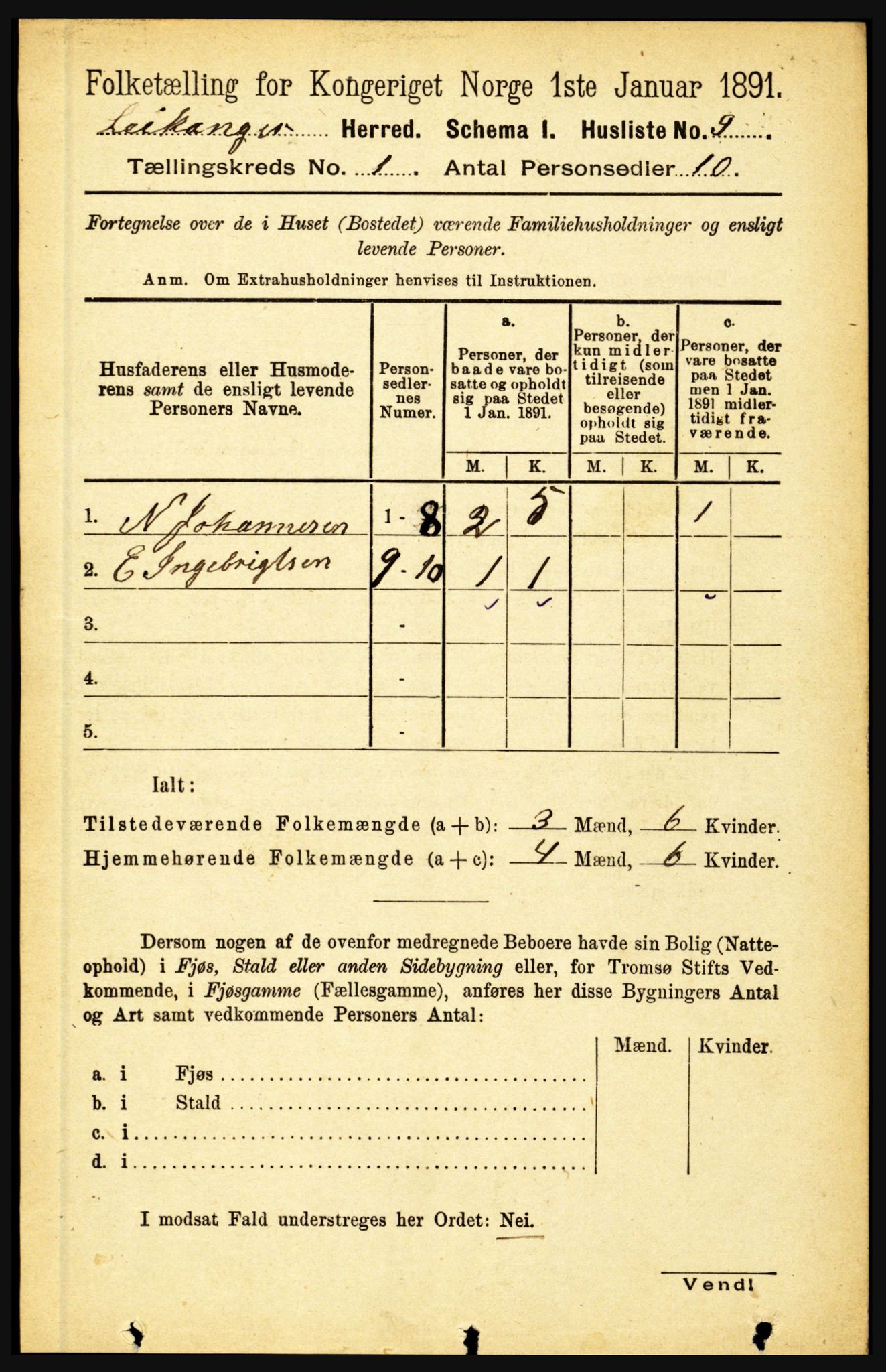 RA, 1891 census for 1419 Leikanger, 1891, p. 50