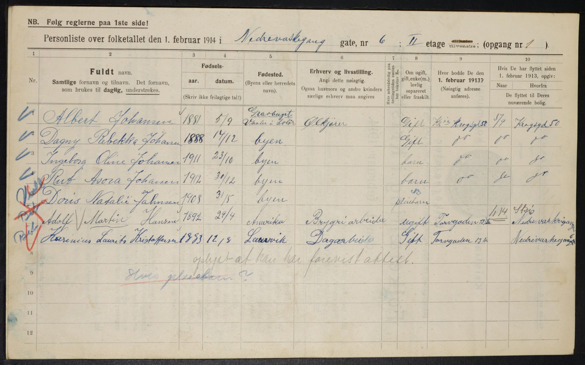 OBA, Municipal Census 1914 for Kristiania, 1914, p. 69548