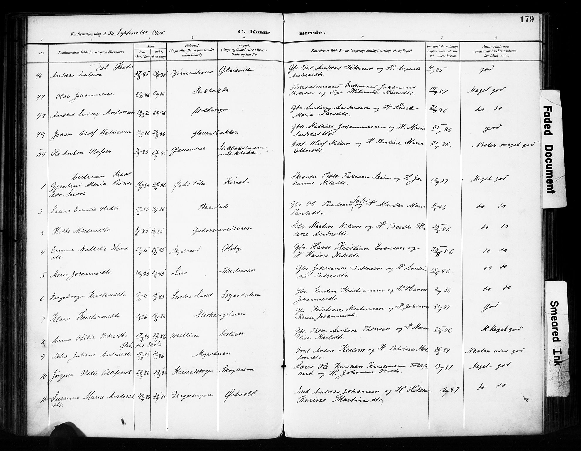 Vestre Toten prestekontor, SAH/PREST-108/H/Ha/Haa/L0011: Parish register (official) no. 11, 1895-1906, p. 179