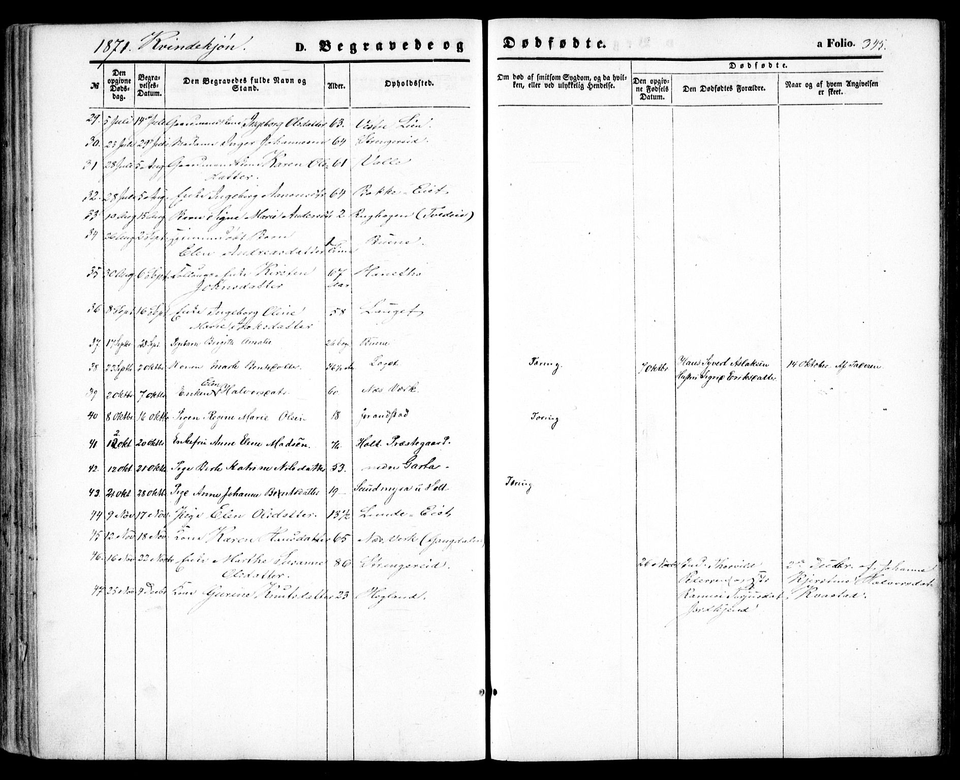 Holt sokneprestkontor, AV/SAK-1111-0021/F/Fa/L0009: Parish register (official) no. A 9, 1861-1871, p. 345