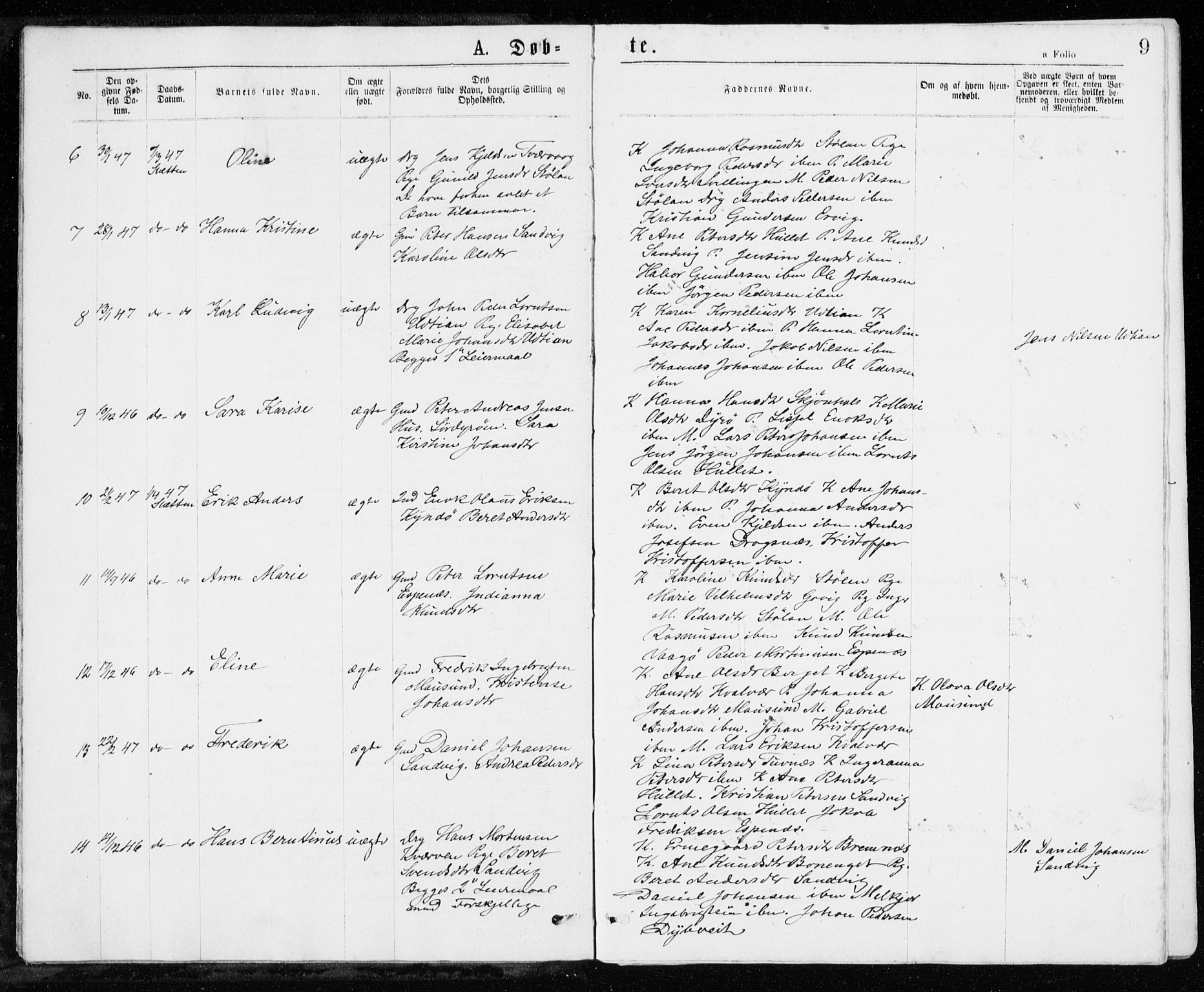 Ministerialprotokoller, klokkerbøker og fødselsregistre - Sør-Trøndelag, SAT/A-1456/640/L0576: Parish register (official) no. 640A01, 1846-1876, p. 9