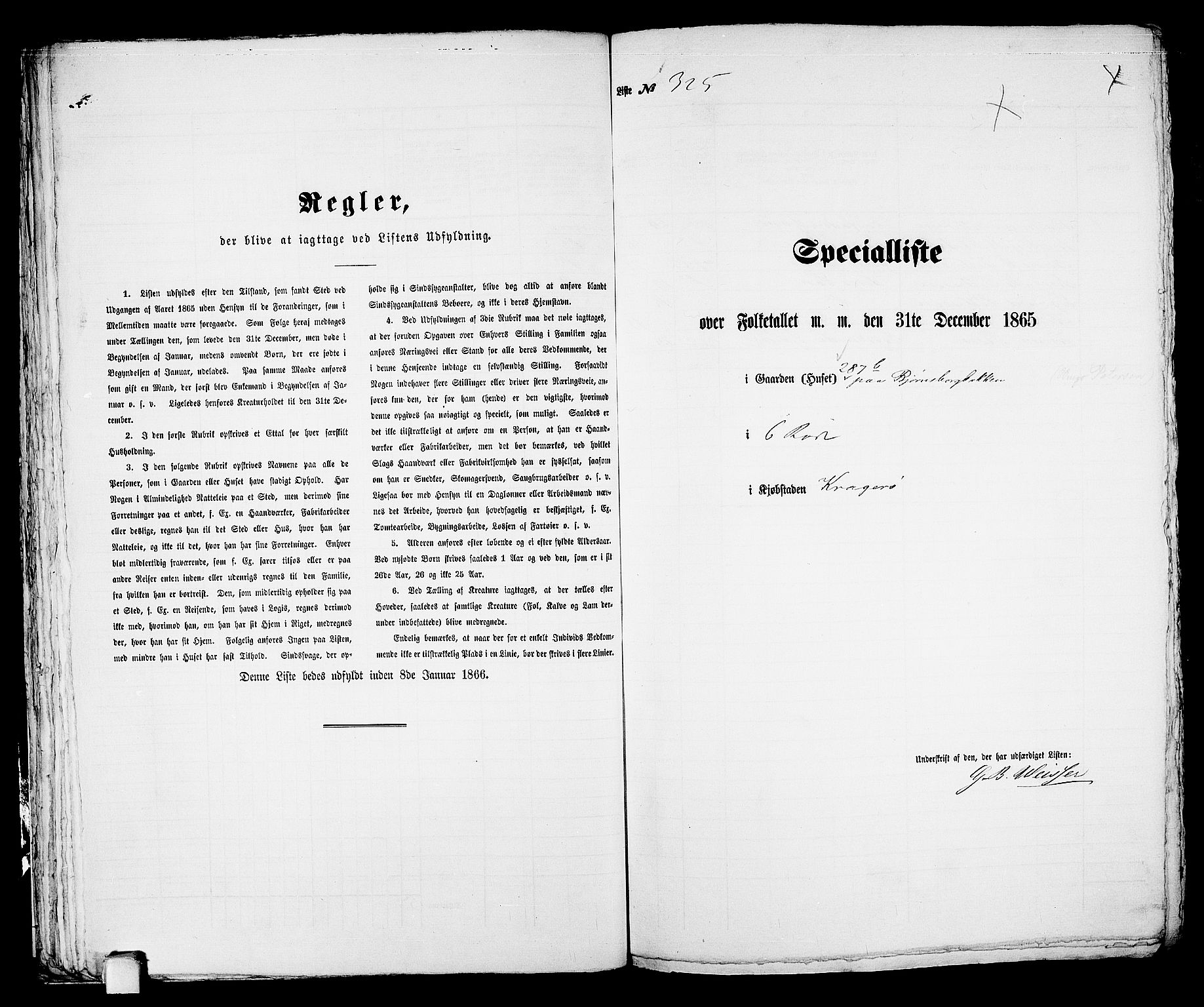 RA, 1865 census for Kragerø/Kragerø, 1865, p. 665