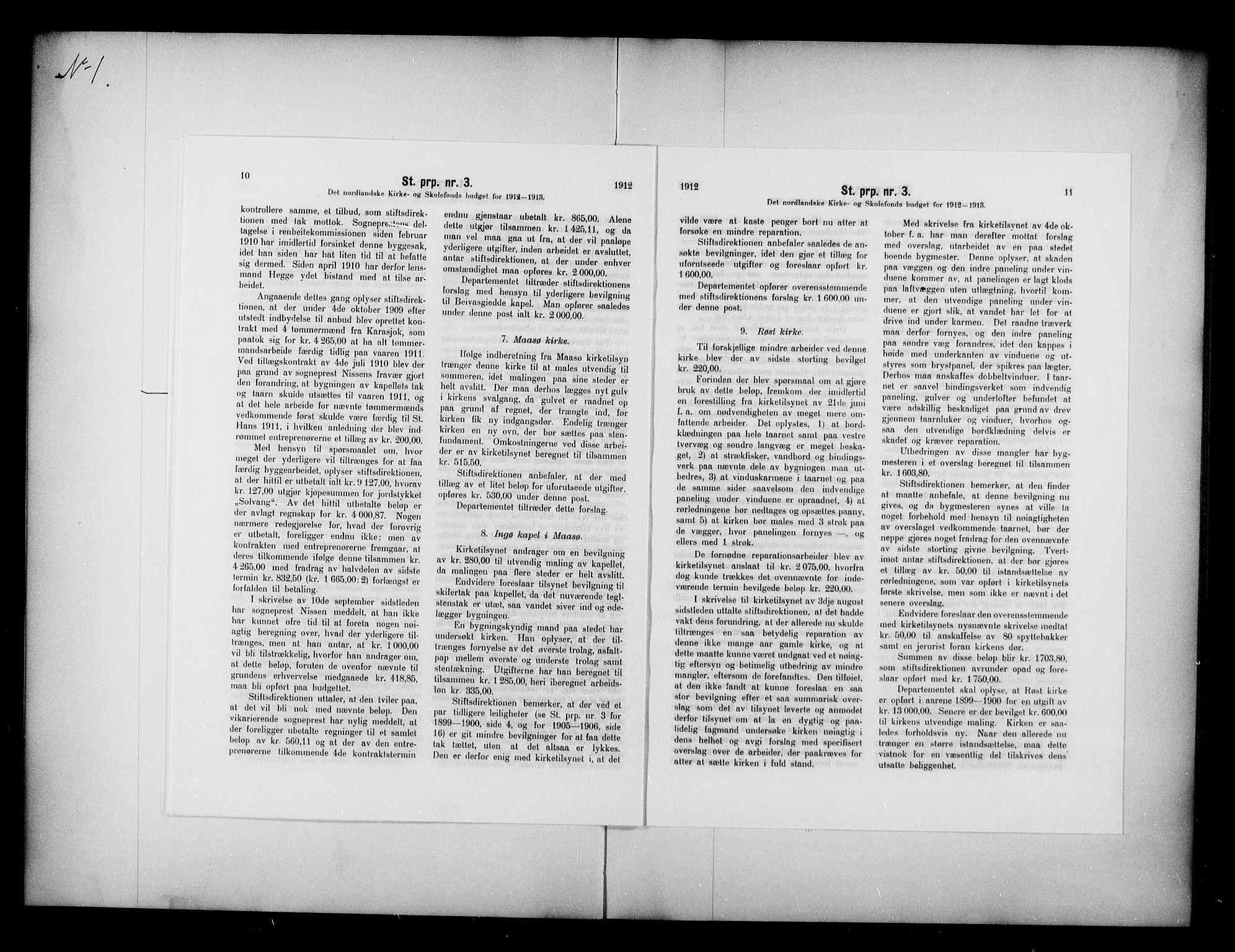 Kirke- og undervisningsdepartementet, Kontoret  for kirke og geistlighet A, AV/RA-S-1007/A/Aa/L0307: Referatprotokoll bd. 1. Ref.nr. 1-140, 1912