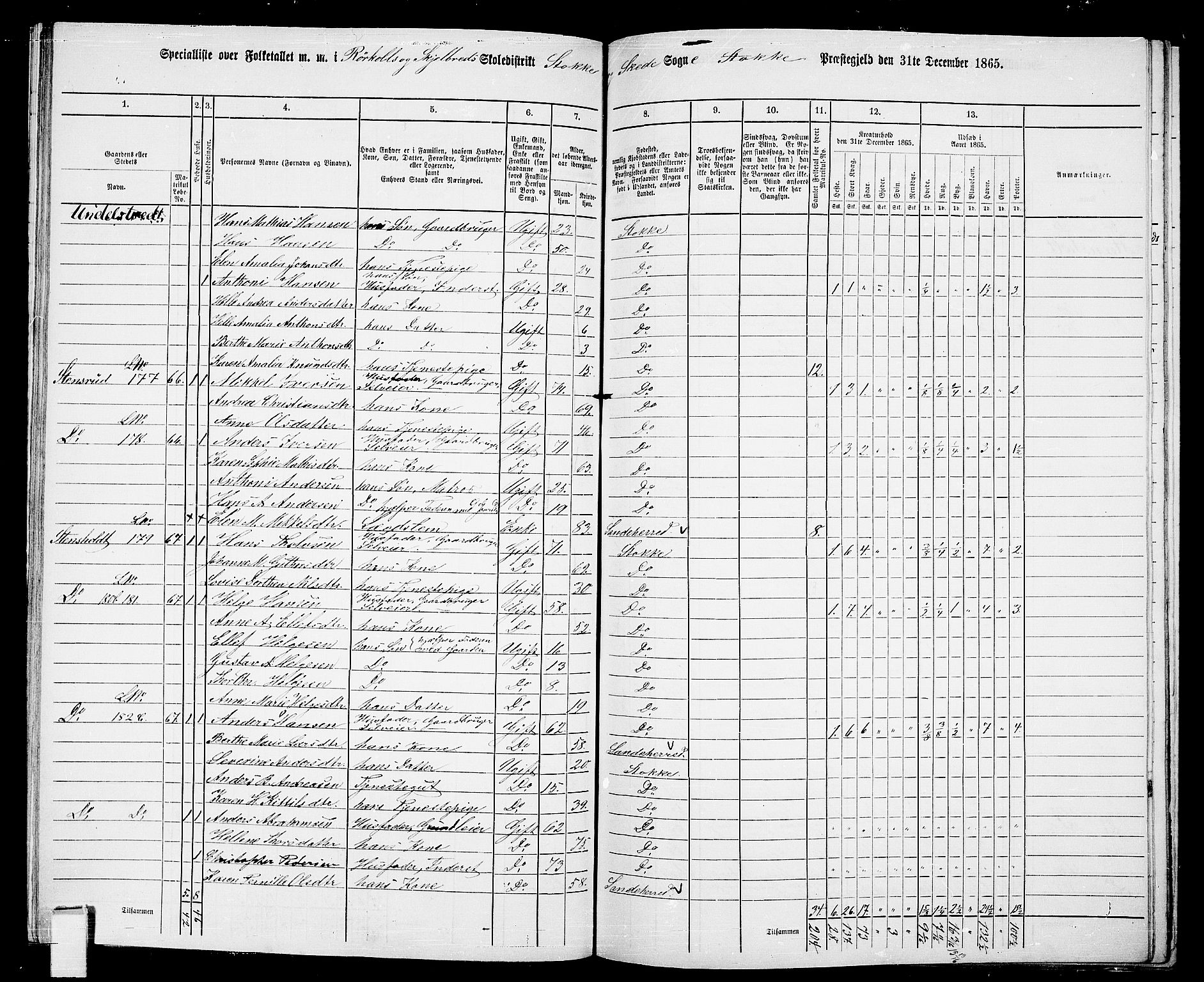 RA, 1865 census for Stokke, 1865, p. 112