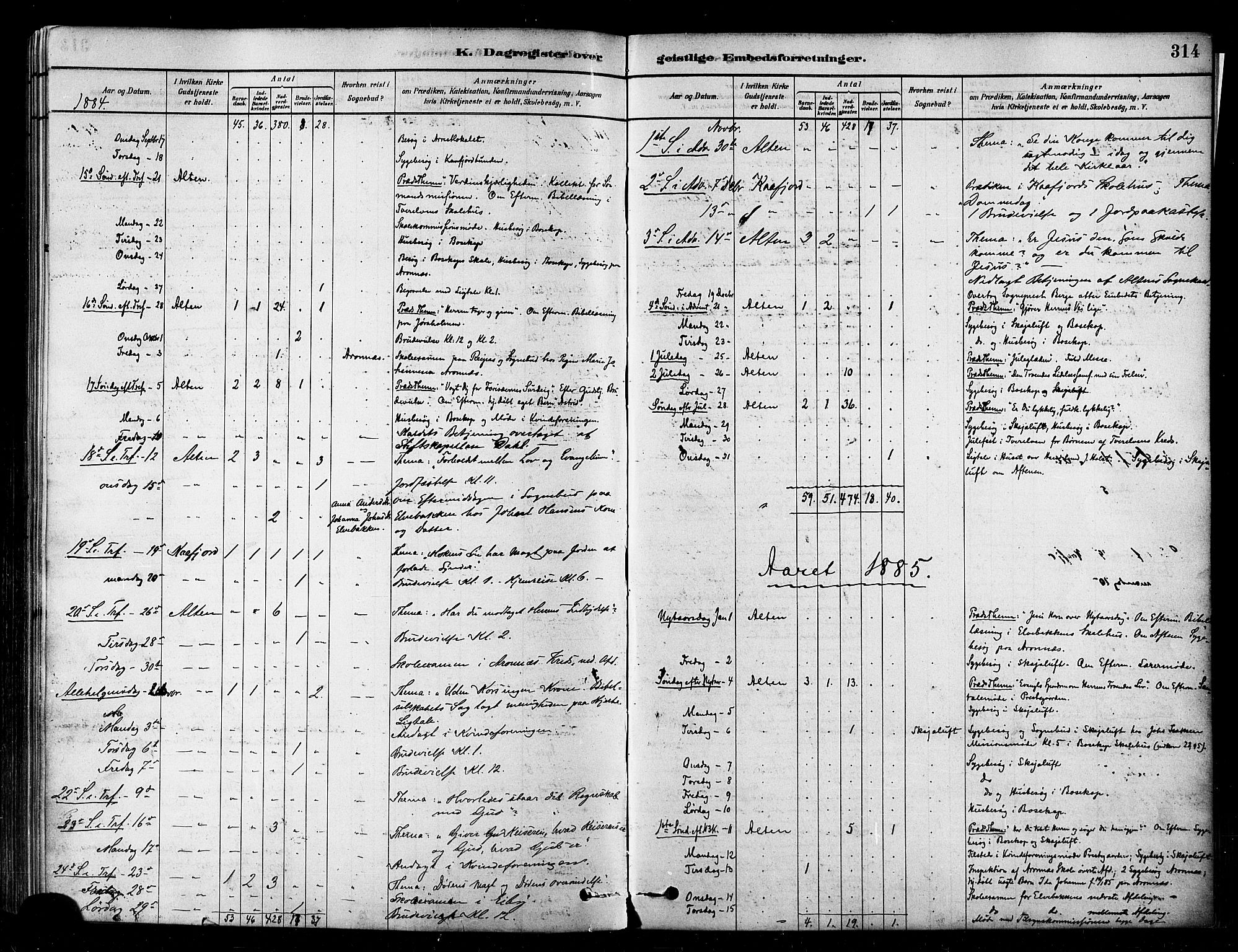 Alta sokneprestkontor, AV/SATØ-S-1338/H/Ha/L0002.kirke: Parish register (official) no. 2, 1879-1892, p. 314