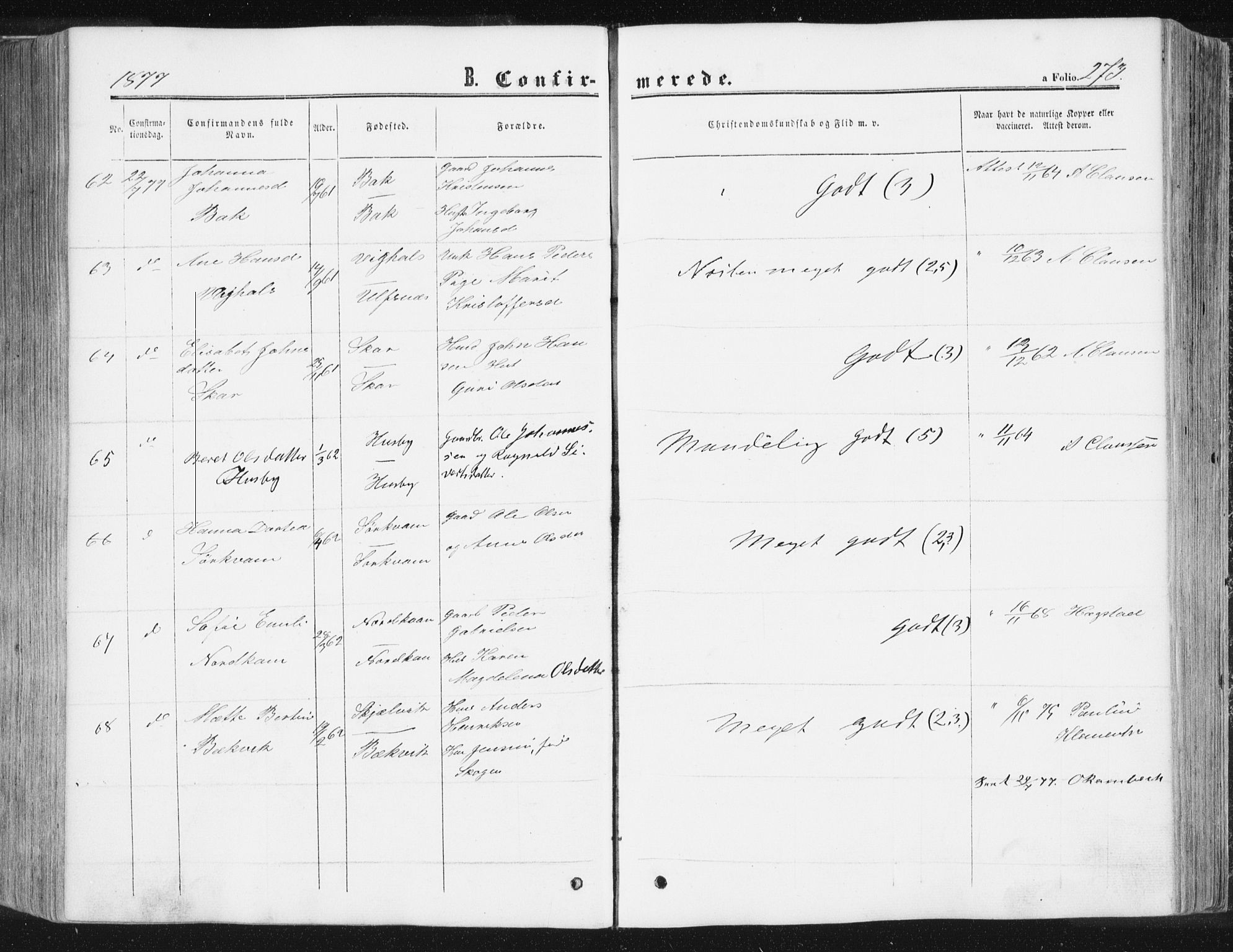 Ministerialprotokoller, klokkerbøker og fødselsregistre - Møre og Romsdal, AV/SAT-A-1454/578/L0905: Parish register (official) no. 578A04, 1859-1877, p. 273