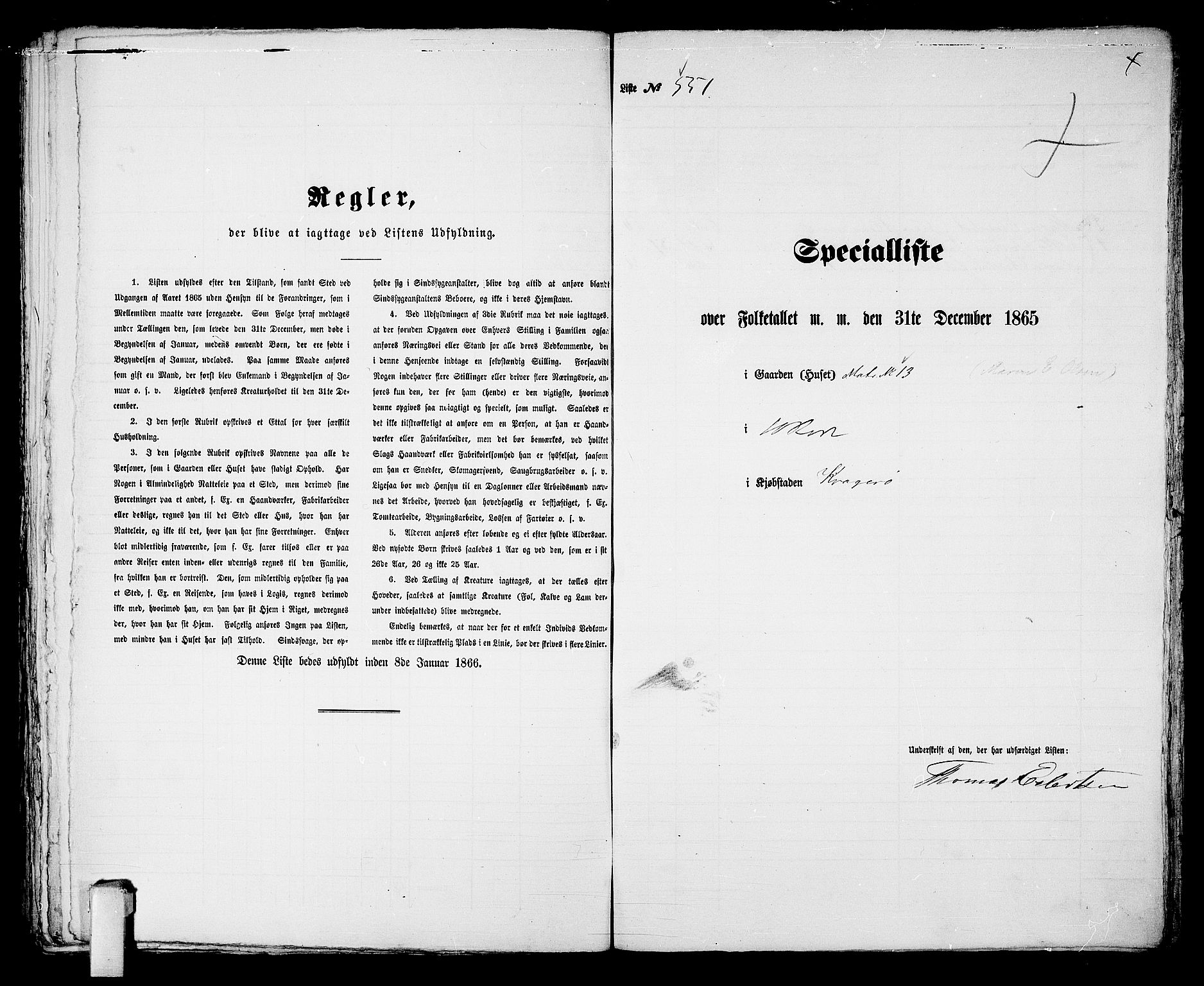 RA, 1865 census for Kragerø/Kragerø, 1865, p. 1118