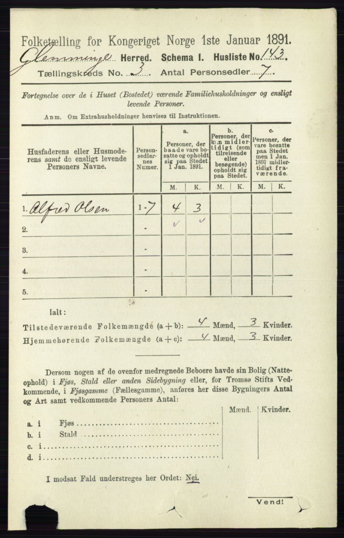 RA, 1891 census for 0132 Glemmen, 1891, p. 1938