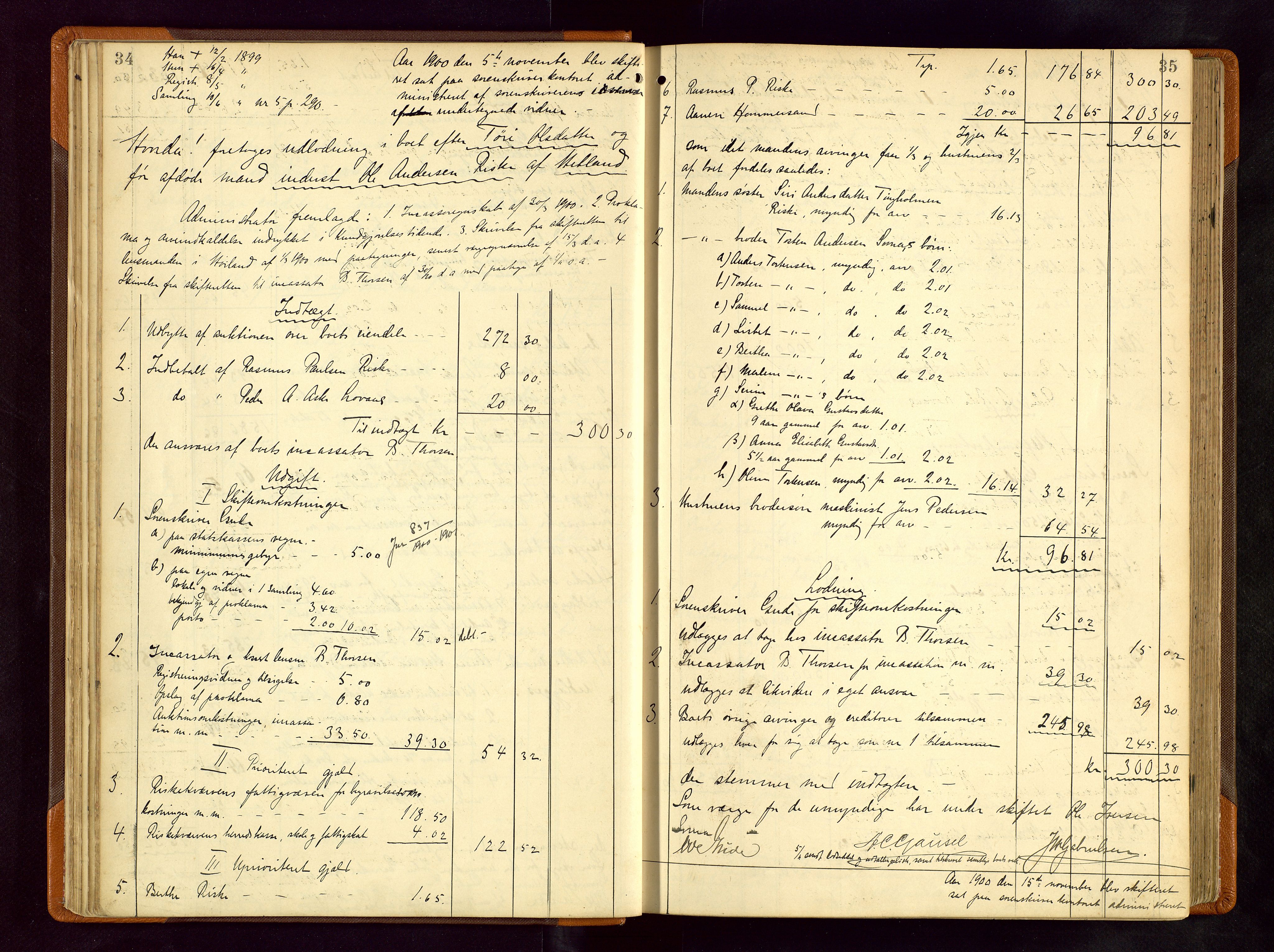 Jæren sorenskriveri, AV/SAST-A-100310/01/5/50/50BB/L0006: SKIFTEUTLODNINGSPROTOKOLL, 1900-1907, p. 34-35