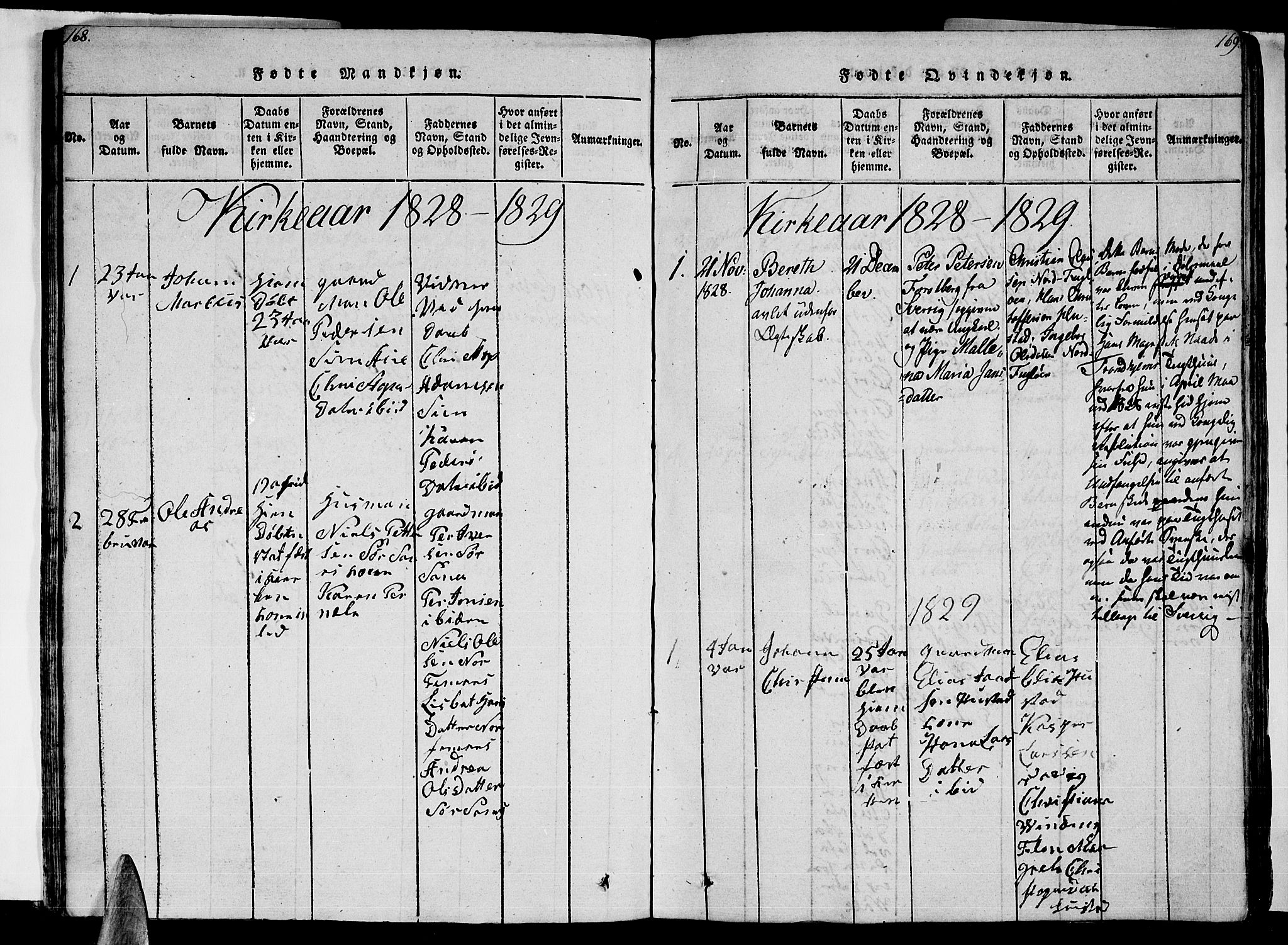 Ministerialprotokoller, klokkerbøker og fødselsregistre - Nordland, AV/SAT-A-1459/805/L0105: Parish register (copy) no. 805C01, 1820-1839, p. 168-169