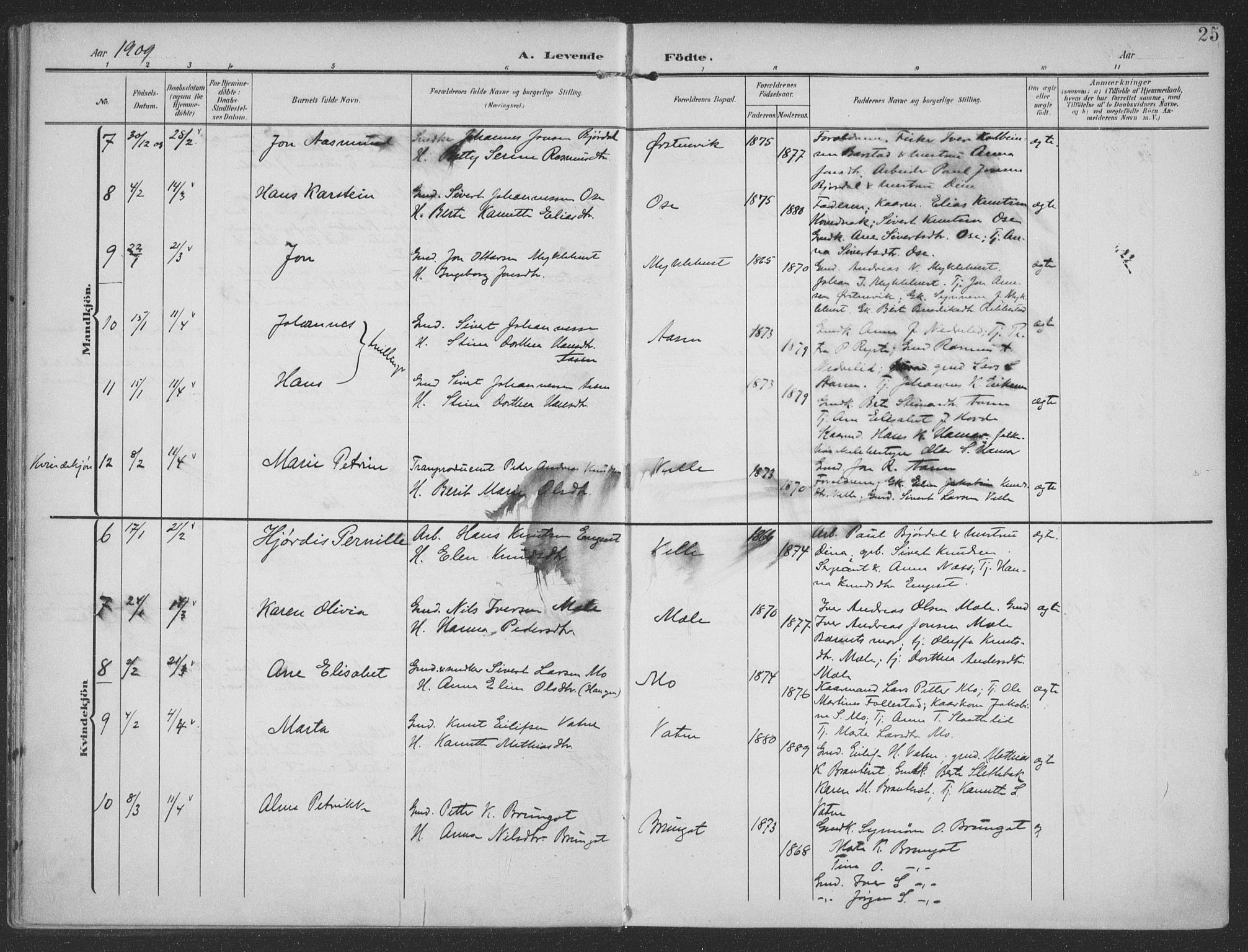 Ministerialprotokoller, klokkerbøker og fødselsregistre - Møre og Romsdal, SAT/A-1454/513/L0178: Parish register (official) no. 513A05, 1906-1919, p. 25