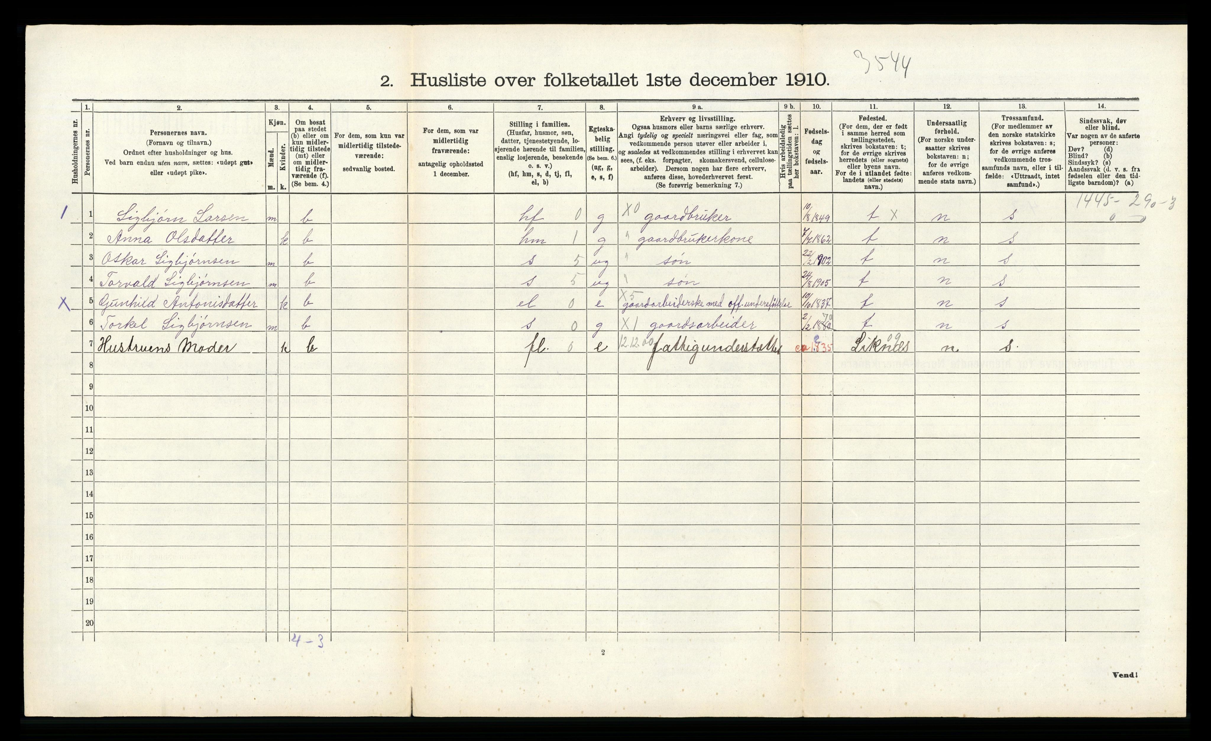 RA, 1910 census for Gyland, 1910, p. 149