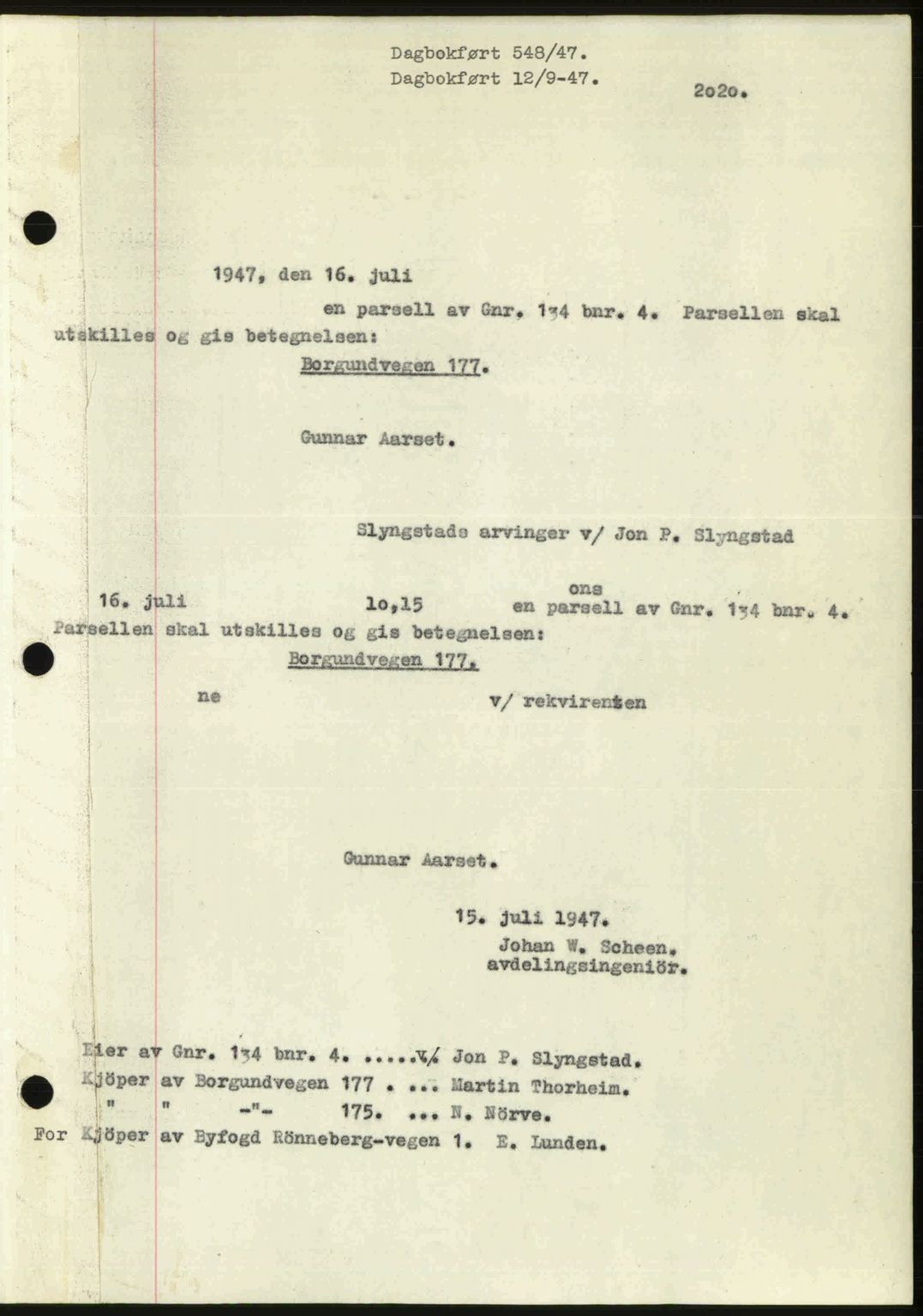 Ålesund byfogd, AV/SAT-A-4384: Mortgage book no. 37A (1), 1947-1949, Diary no: : 548/1947