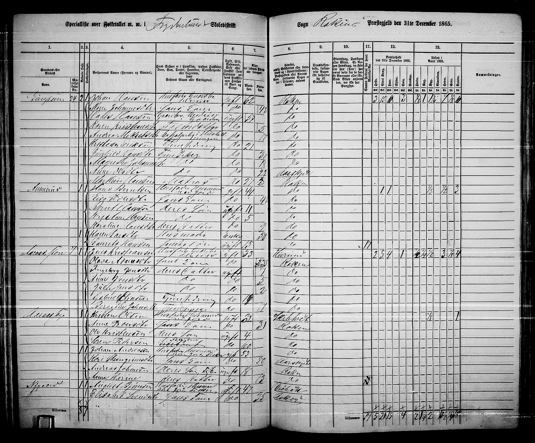 RA, 1865 census for Røyken, 1865, p. 90