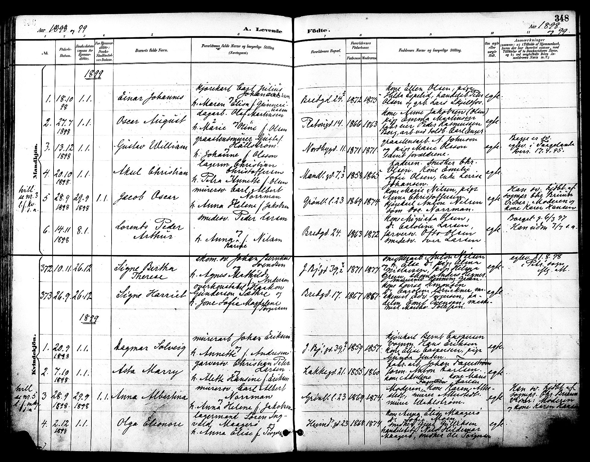 Grønland prestekontor Kirkebøker, SAO/A-10848/F/Fa/L0012: Parish register (official) no. 12, 1893-1900, p. 348