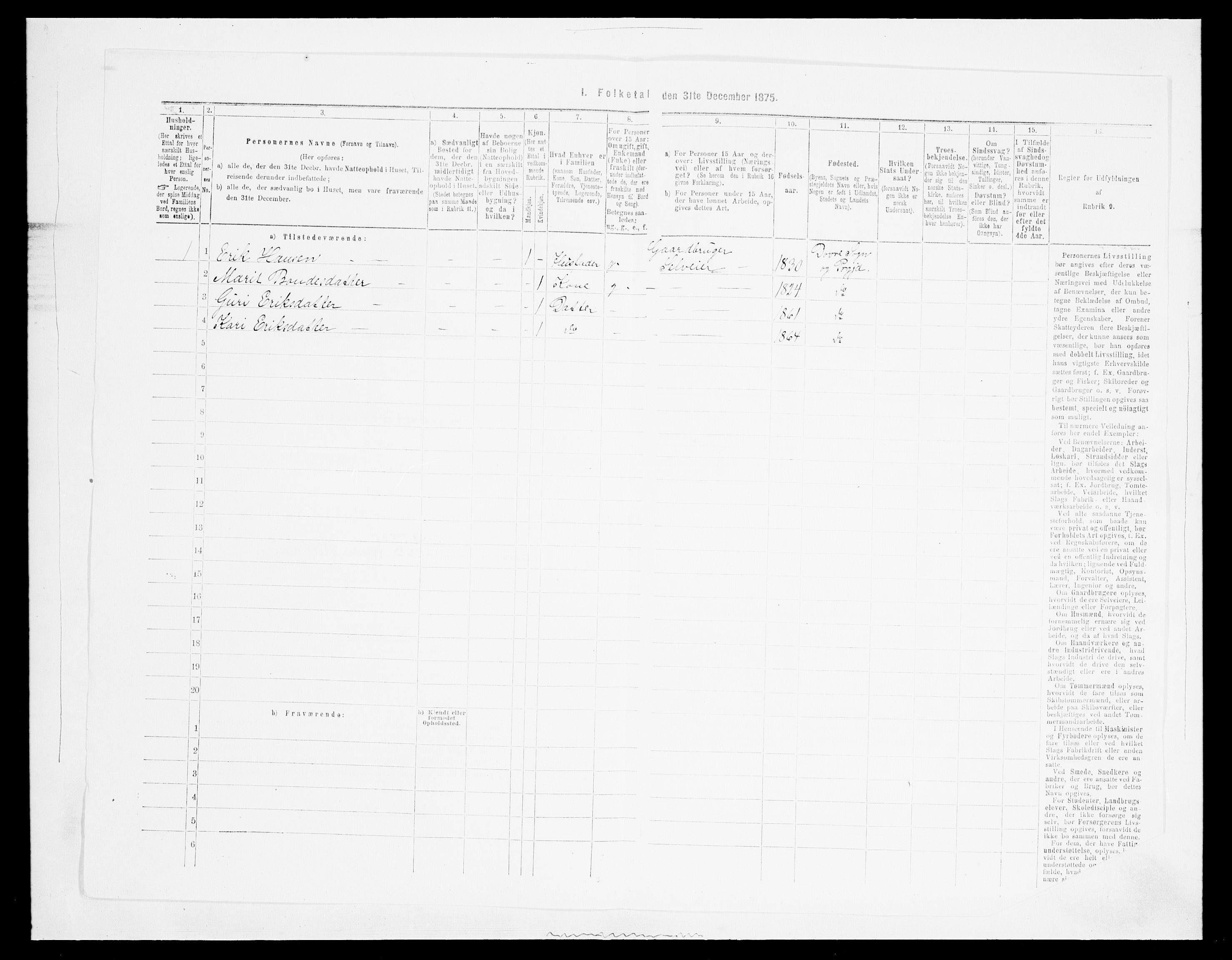 SAH, 1875 census for 0511P Dovre, 1875, p. 454