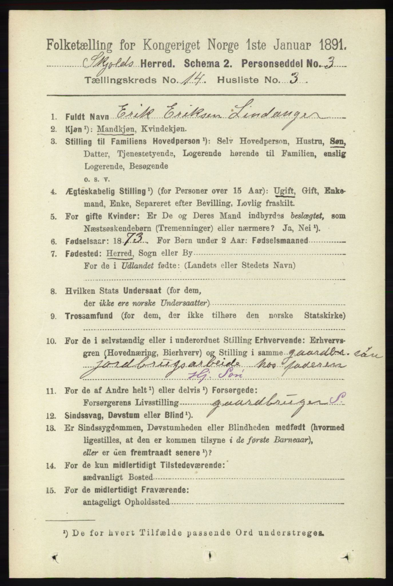 RA, 1891 census for 1154 Skjold, 1891, p. 2582