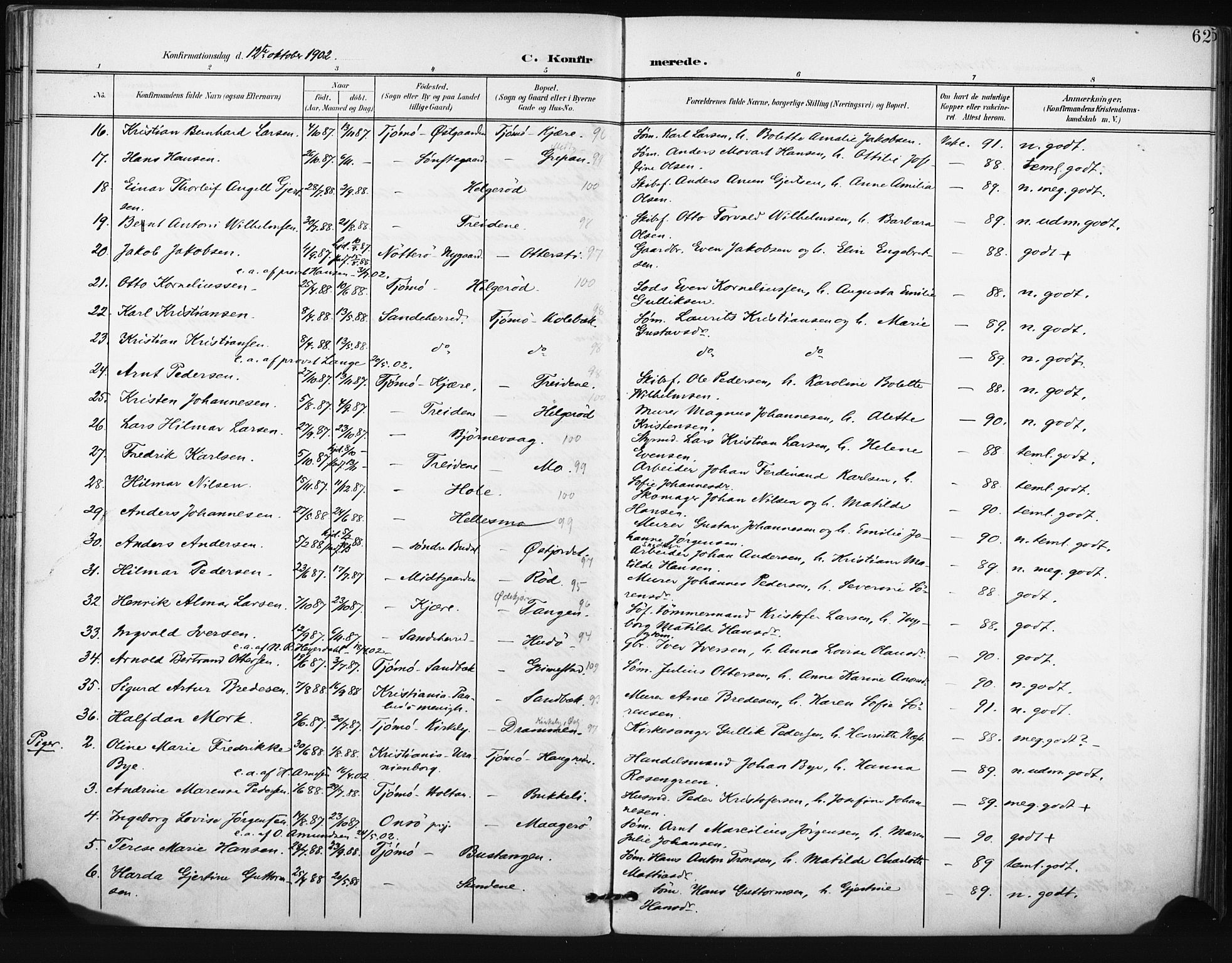 Tjøme kirkebøker, AV/SAKO-A-328/F/Fa/L0005: Parish register (official) no. I 5, 1901-1909, p. 62