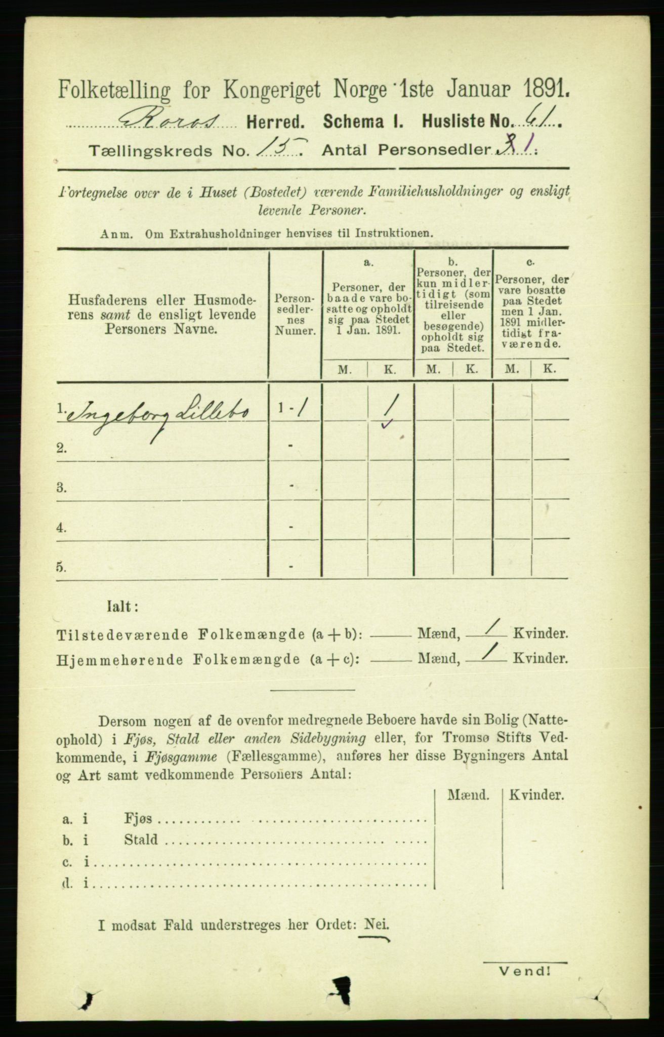 RA, 1891 census for 1640 Røros, 1891, p. 3323