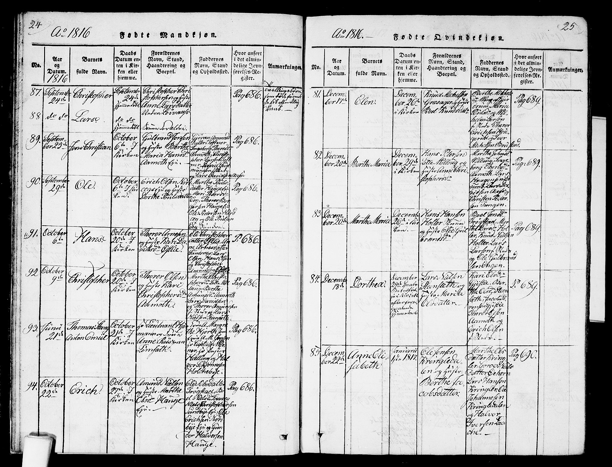 Nannestad prestekontor Kirkebøker, AV/SAO-A-10414a/G/Ga/L0001: Parish register (copy) no. I 1, 1815-1839, p. 24-25