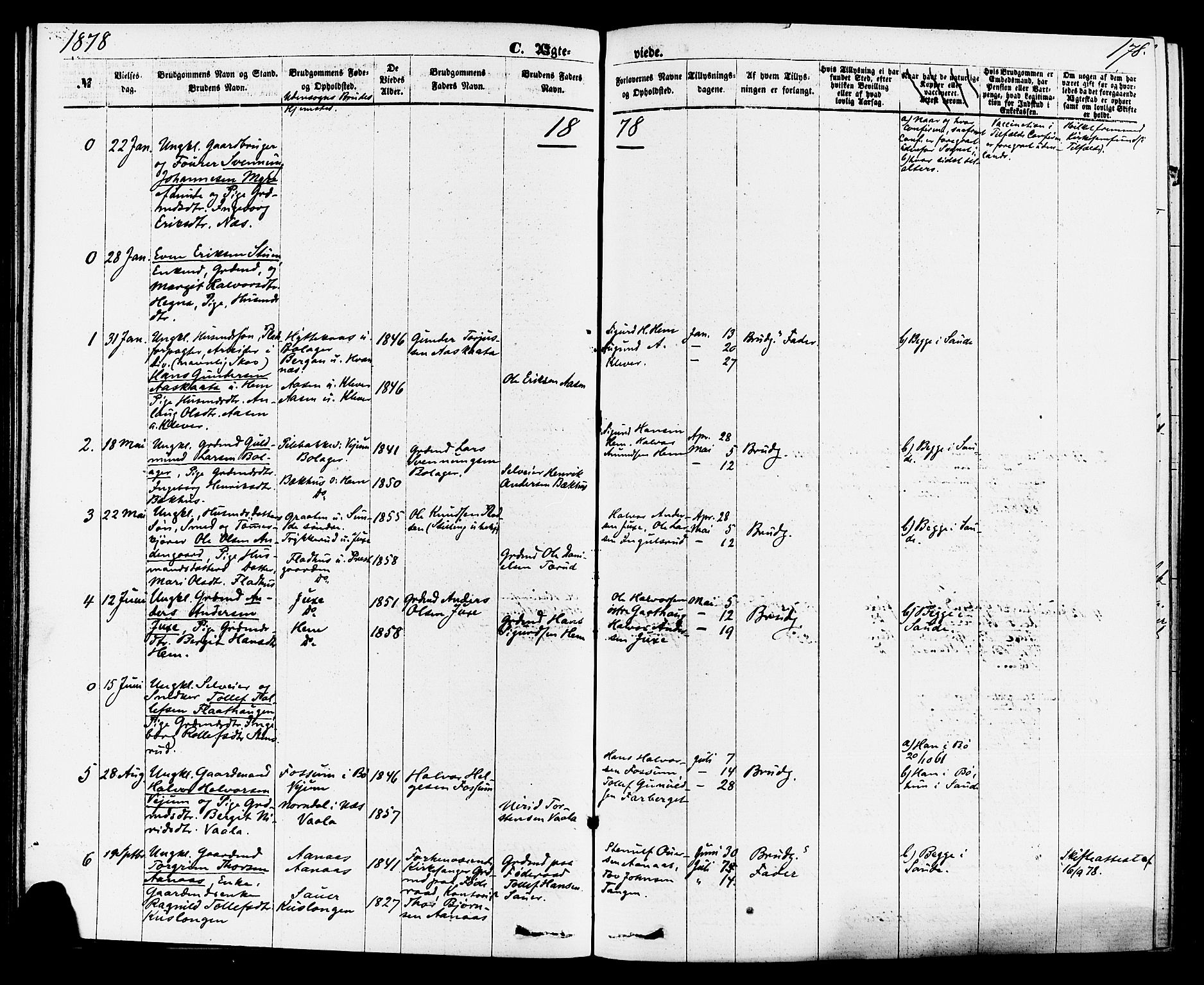 Sauherad kirkebøker, SAKO/A-298/F/Fa/L0008: Parish register (official) no. I 8, 1873-1886, p. 178