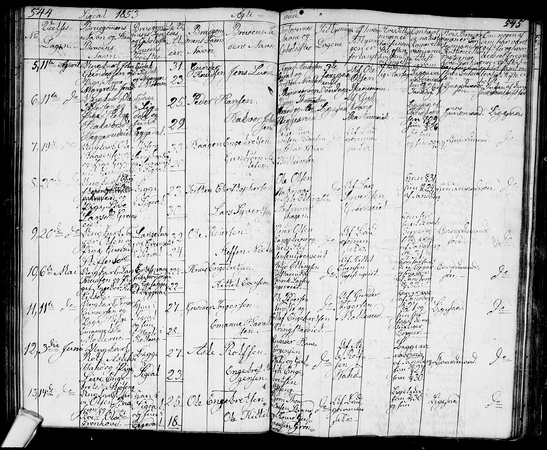 Sigdal kirkebøker, AV/SAKO-A-245/G/Ga/L0002: Parish register (copy) no. I 2, 1835-1856, p. 544-545