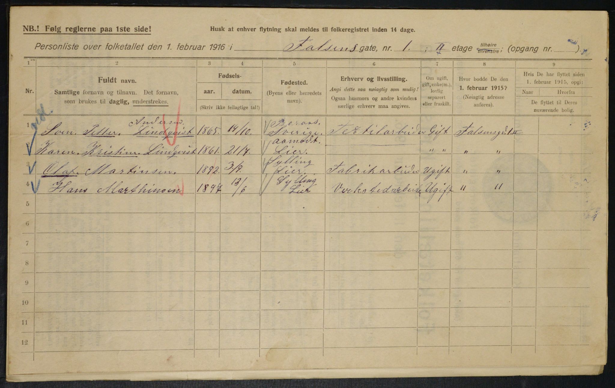 OBA, Municipal Census 1916 for Kristiania, 1916, p. 23646