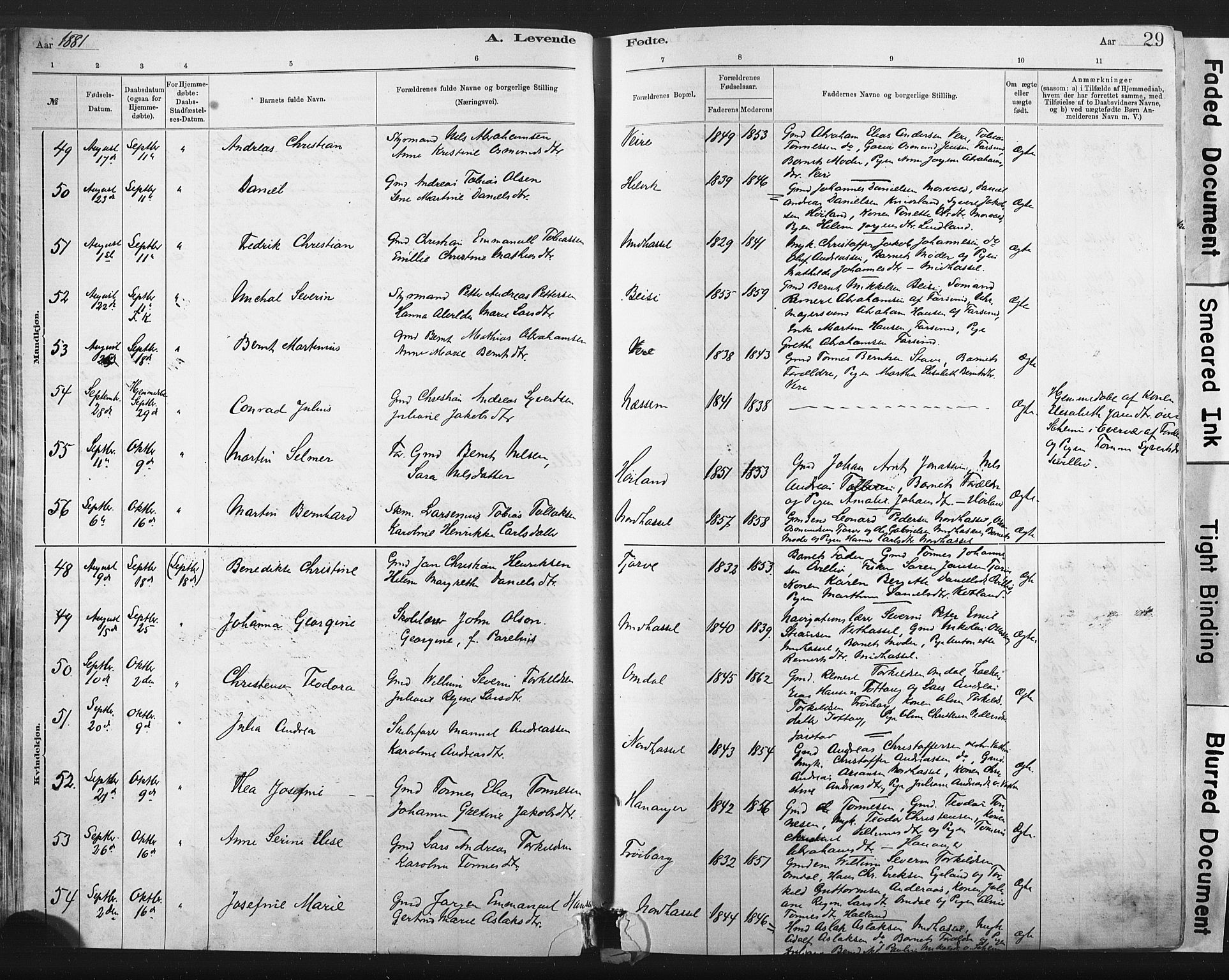 Lista sokneprestkontor, AV/SAK-1111-0027/F/Fa/L0012: Parish register (official) no. A 12, 1879-1903, p. 29