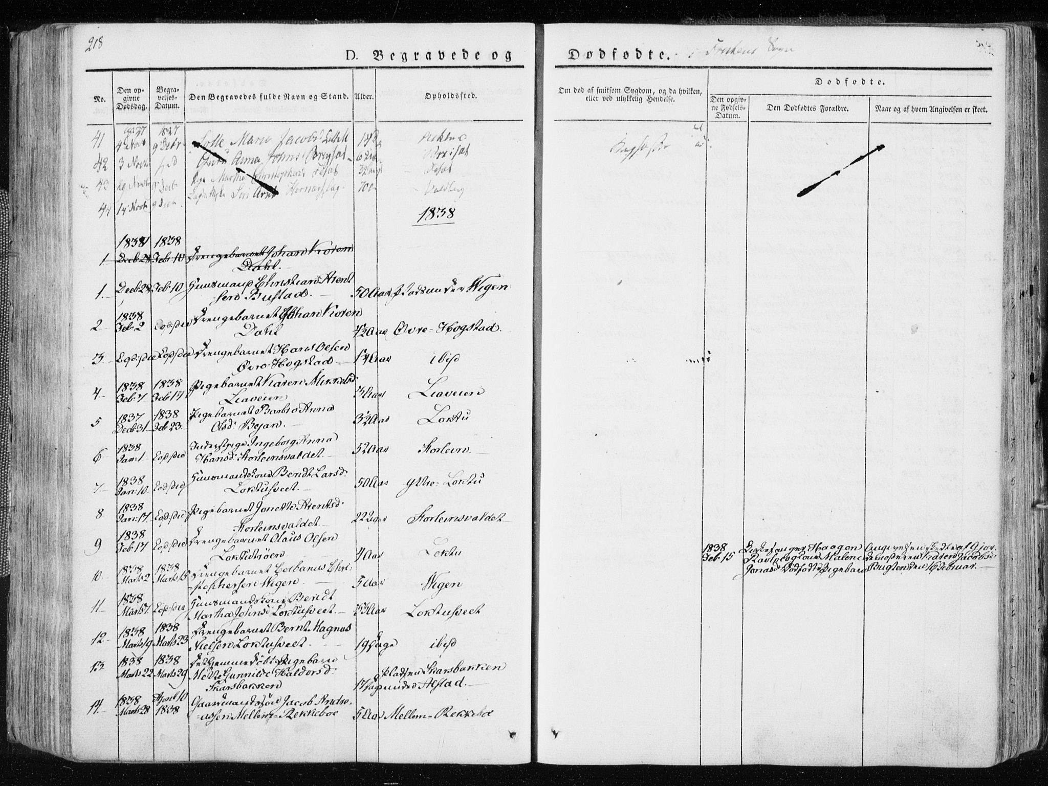 Ministerialprotokoller, klokkerbøker og fødselsregistre - Nord-Trøndelag, SAT/A-1458/713/L0114: Parish register (official) no. 713A05, 1827-1839, p. 218