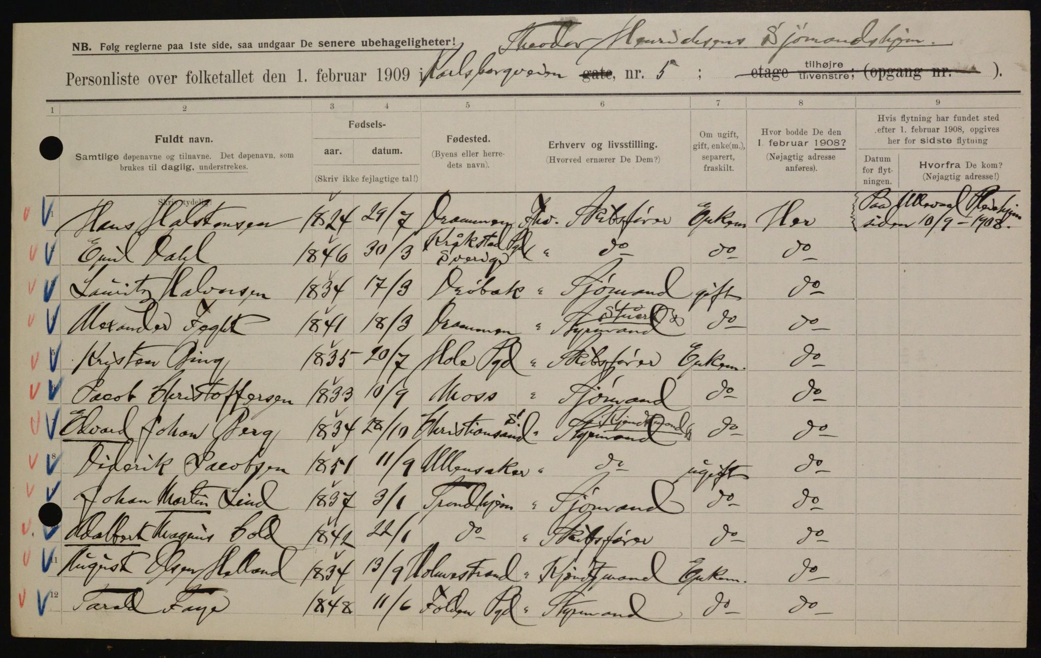 OBA, Municipal Census 1909 for Kristiania, 1909, p. 44658