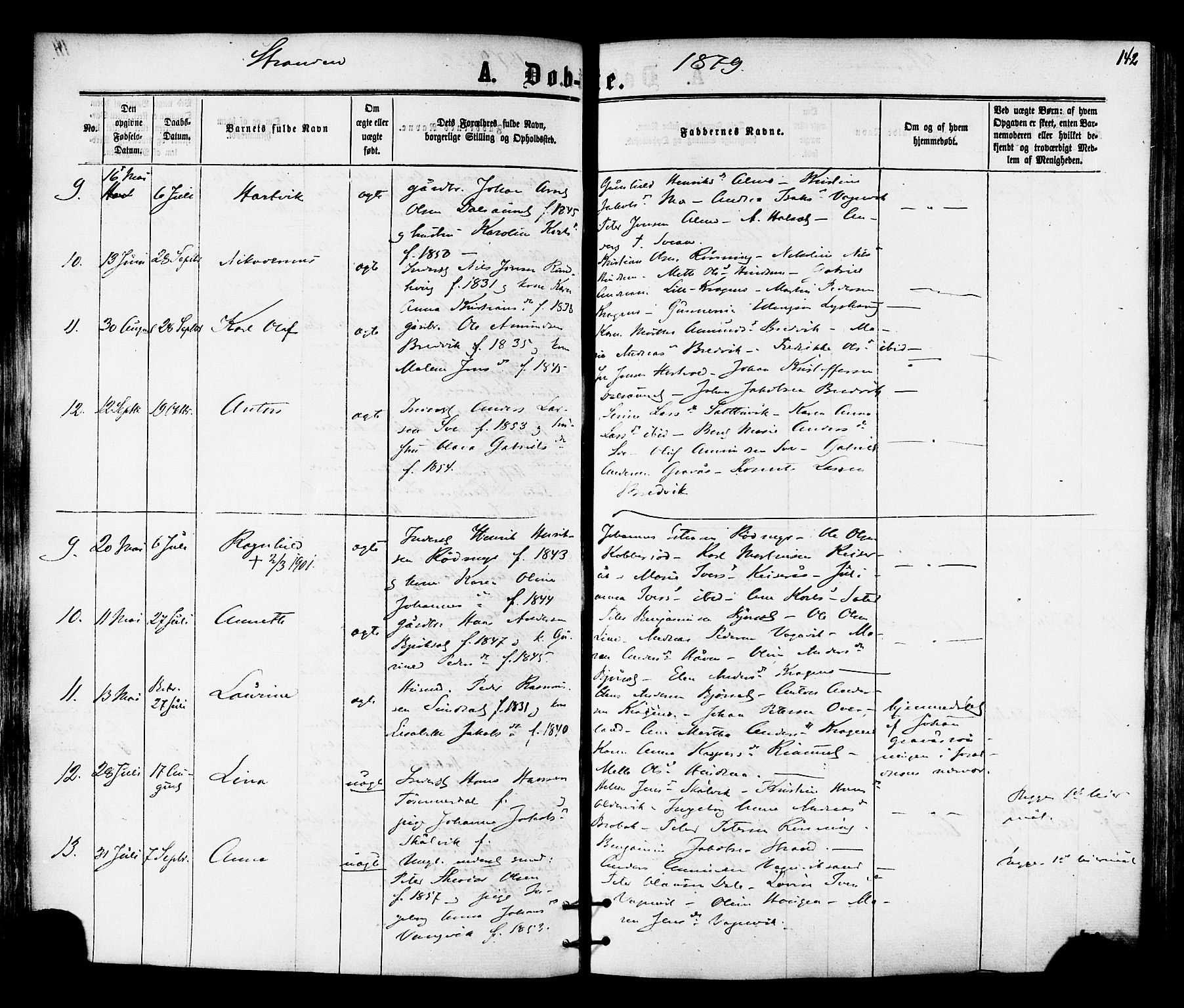 Ministerialprotokoller, klokkerbøker og fødselsregistre - Nord-Trøndelag, SAT/A-1458/701/L0009: Parish register (official) no. 701A09 /2, 1864-1882, p. 142
