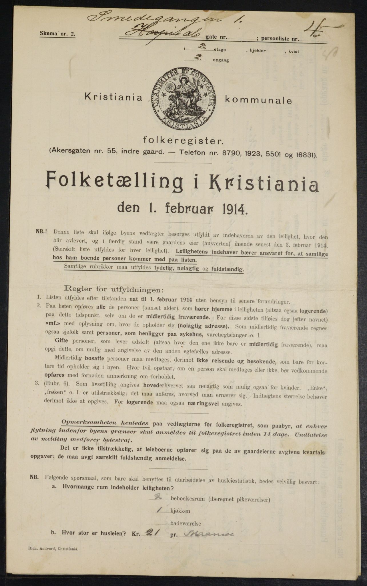 OBA, Municipal Census 1914 for Kristiania, 1914, p. 96950