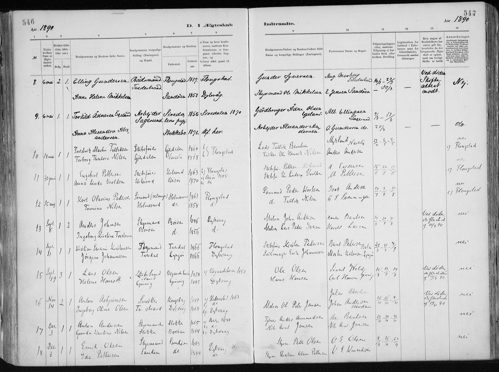 Dypvåg sokneprestkontor, AV/SAK-1111-0007/F/Fa/Faa/L0008: Parish register (official) no. A 8, 1885-1906, p. 546-547