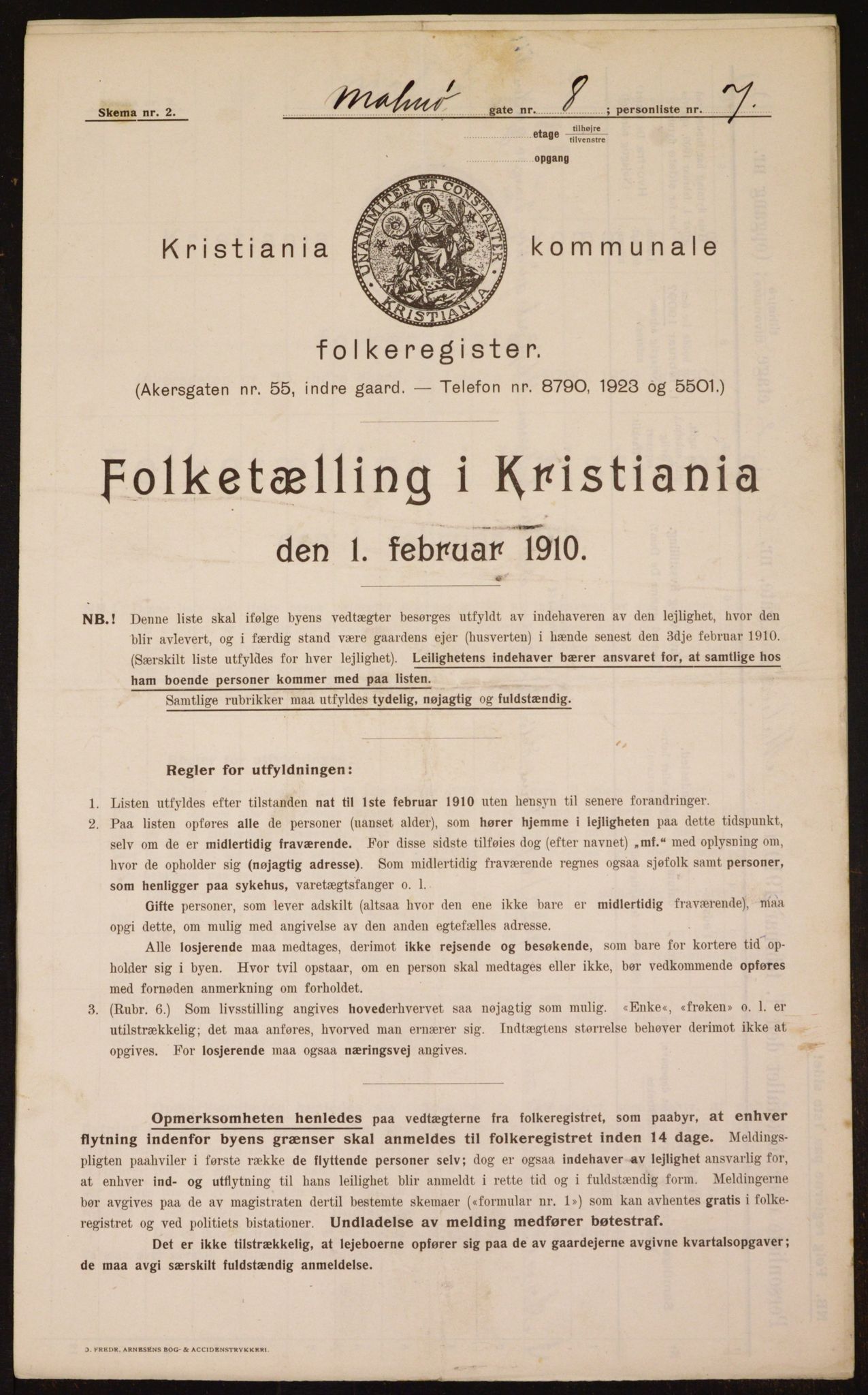 OBA, Municipal Census 1910 for Kristiania, 1910, p. 58016
