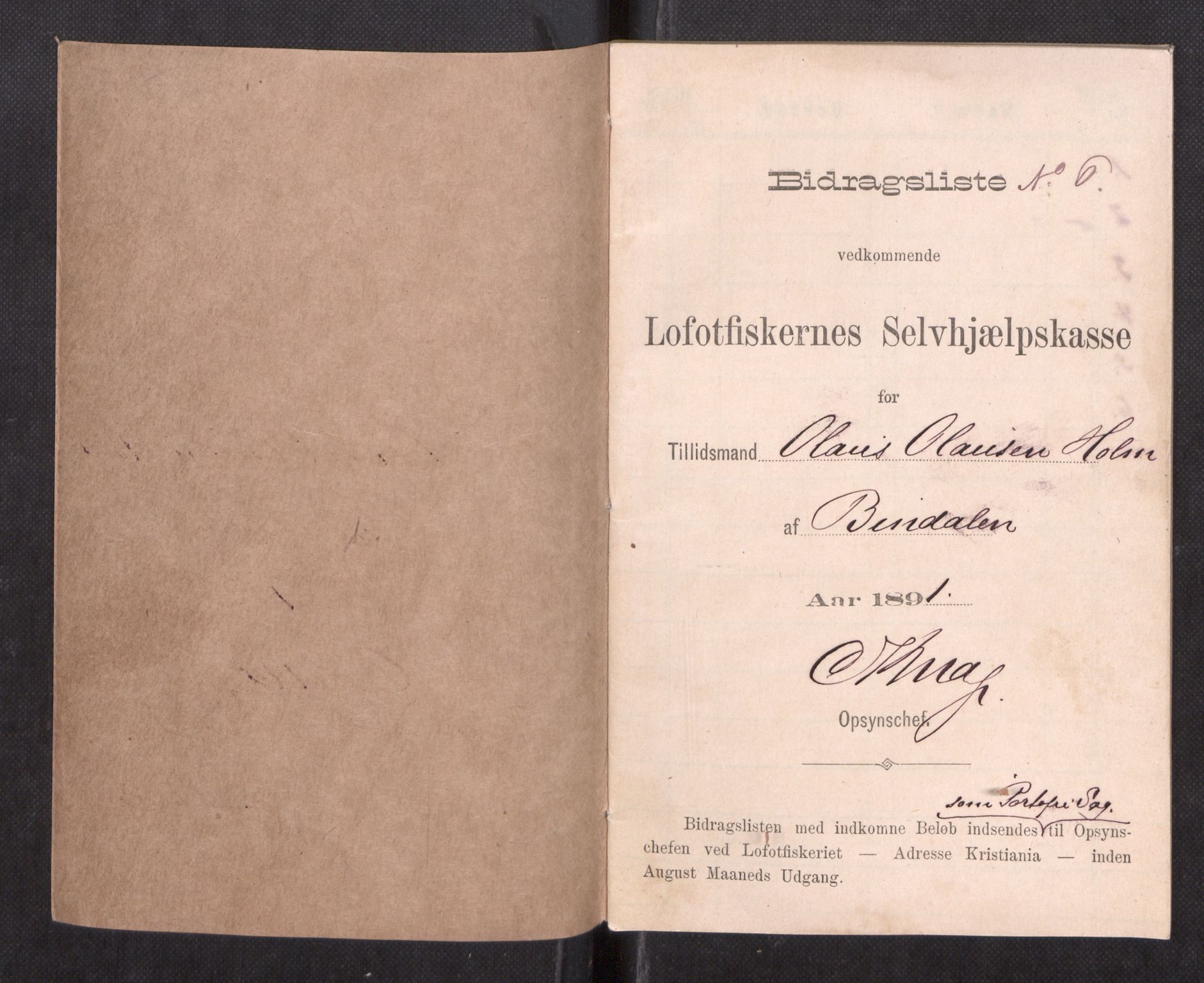 Oppsynssjefen ved Lofotfisket, AV/SAT-A-6224/D/L0173: Lofotfiskernes Selvhjelpskasse, 1885-1912, p. 59